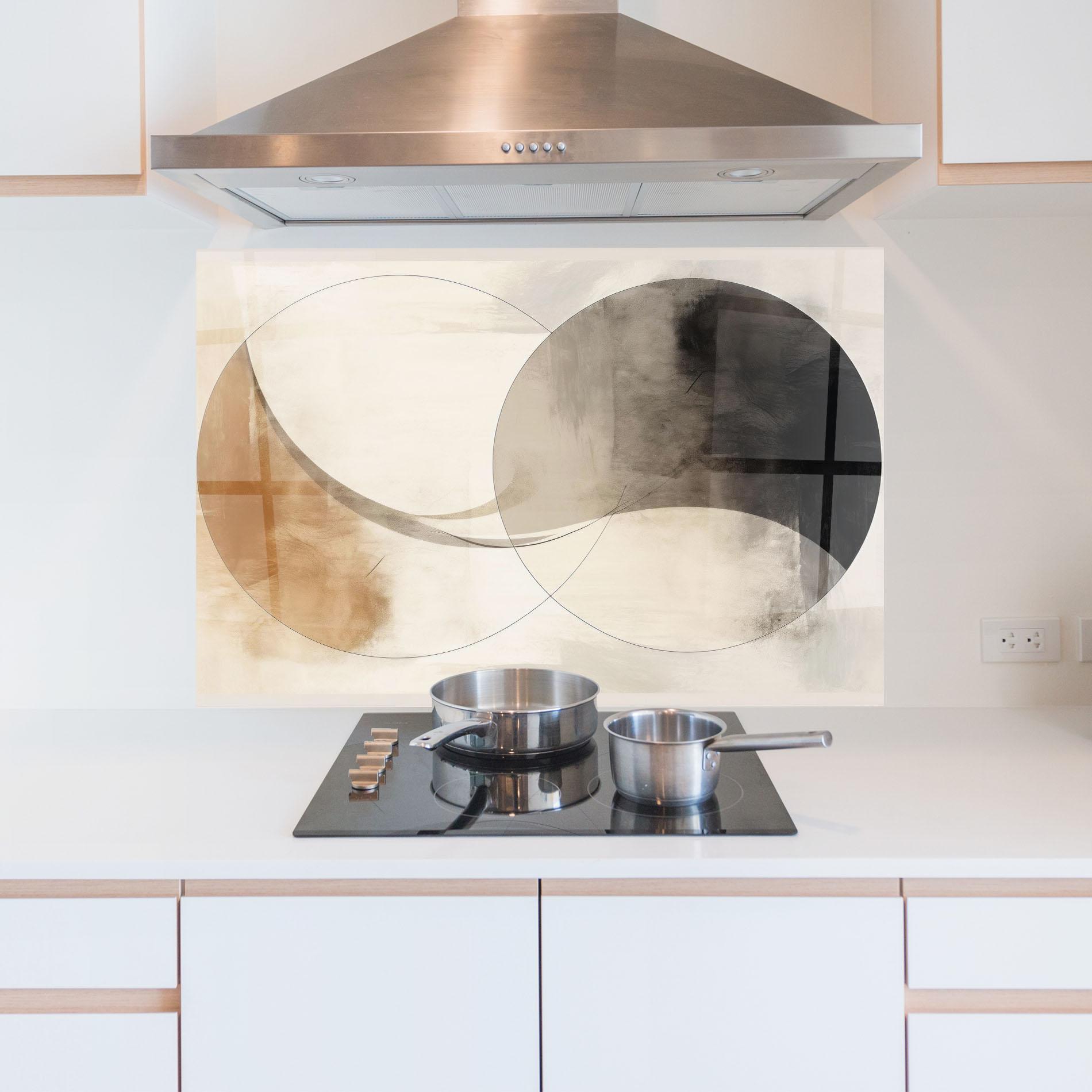 Panou Sticla Bucatarie Abstract Circle Painting mockup 5