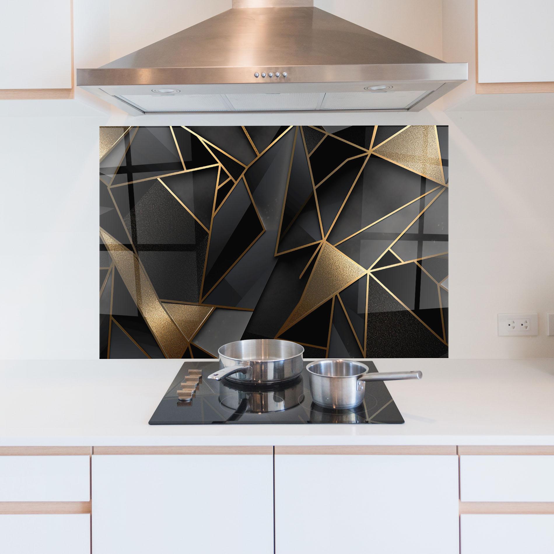 Panou Sticla Bucatarie Abstract Golden Art mockup 5