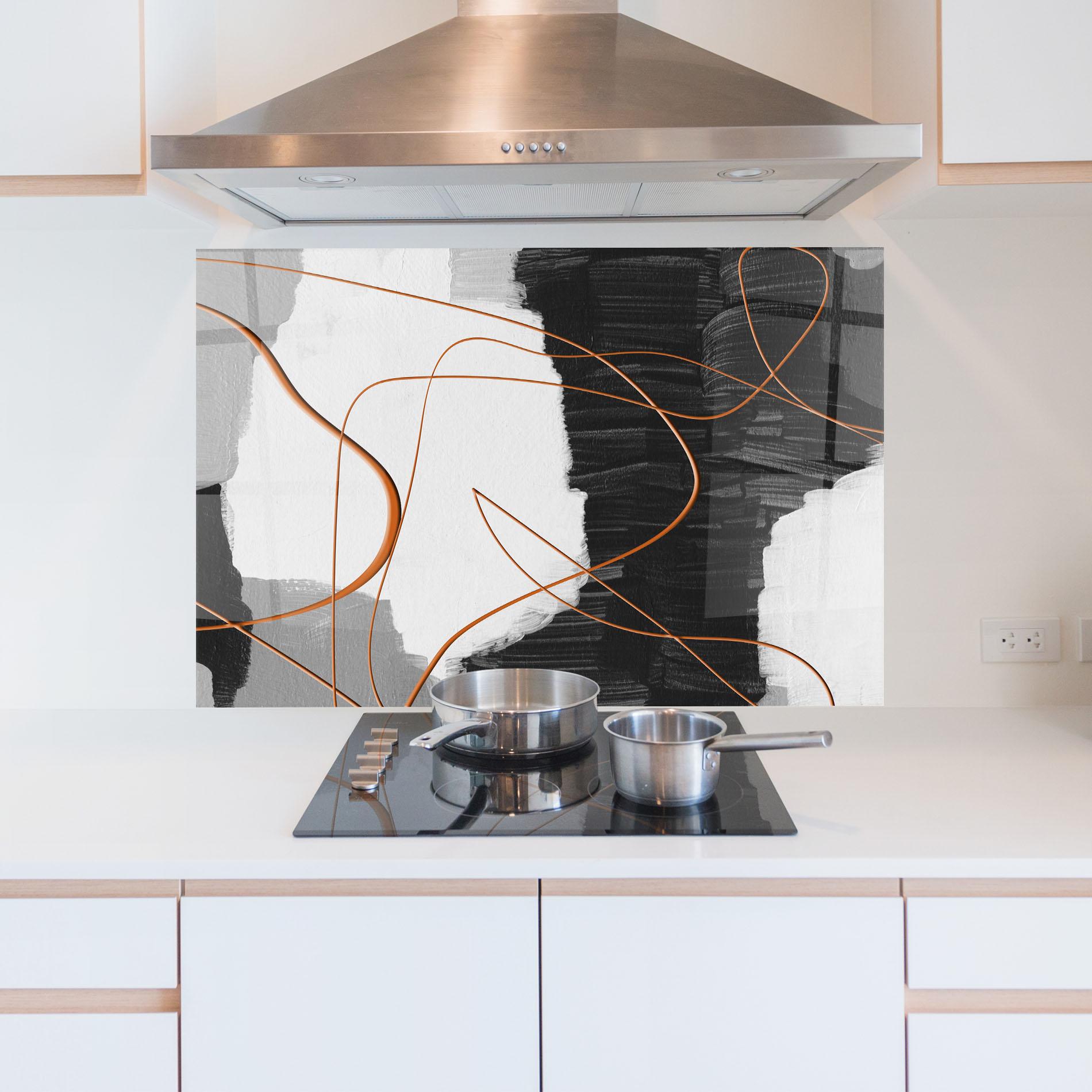 Panou Sticla Bucatarie Abstract Ink Painting mockup 5