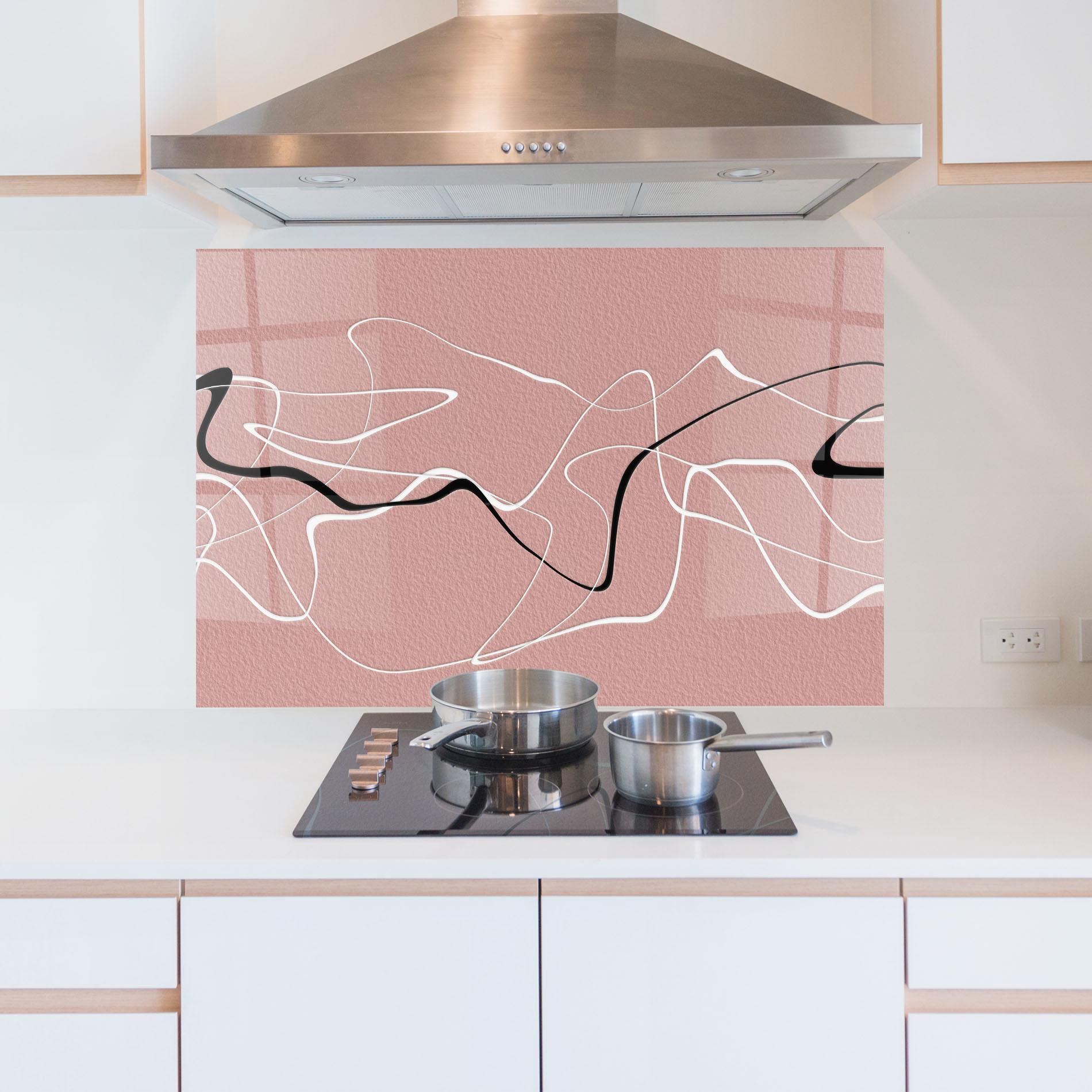 Panou Sticla Bucatarie Abstract Pink Painting mockup 5