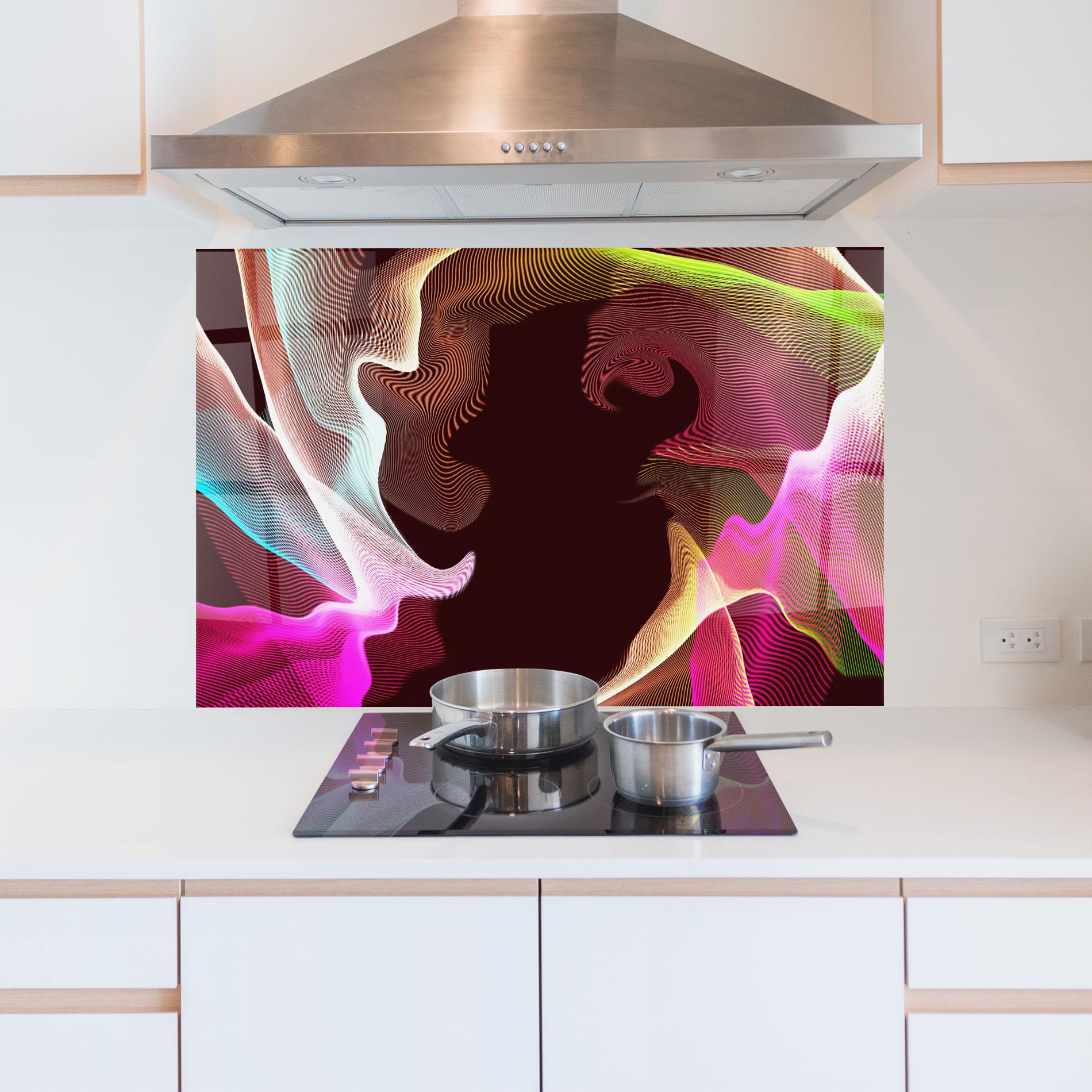 Panou Sticla Bucatarie Abstract Wave Effect mockup 5