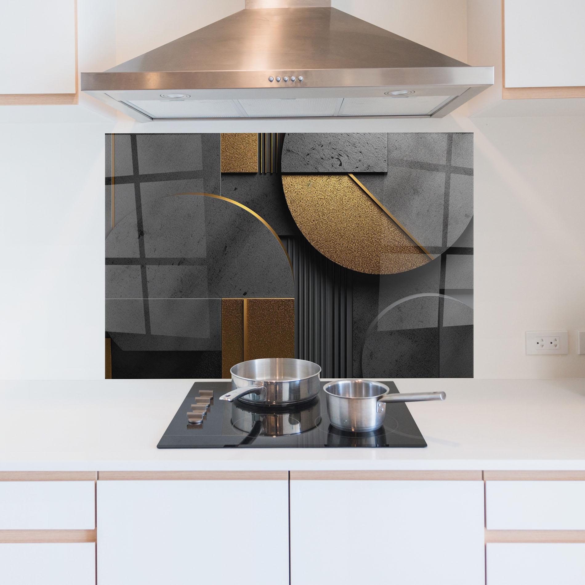 Panou Sticla Bucatarie Gold With Grey Circle mockup 5