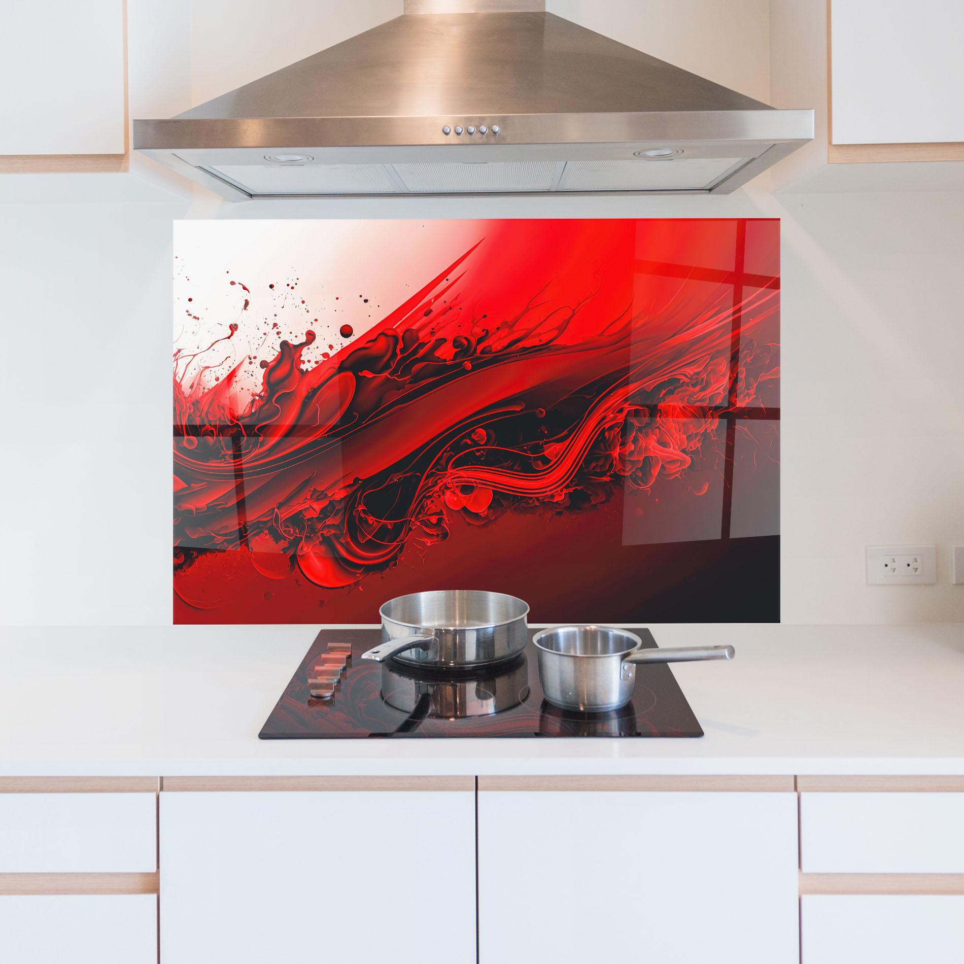 Panou Sticla Bucatarie Smooth Red Color mockup 5