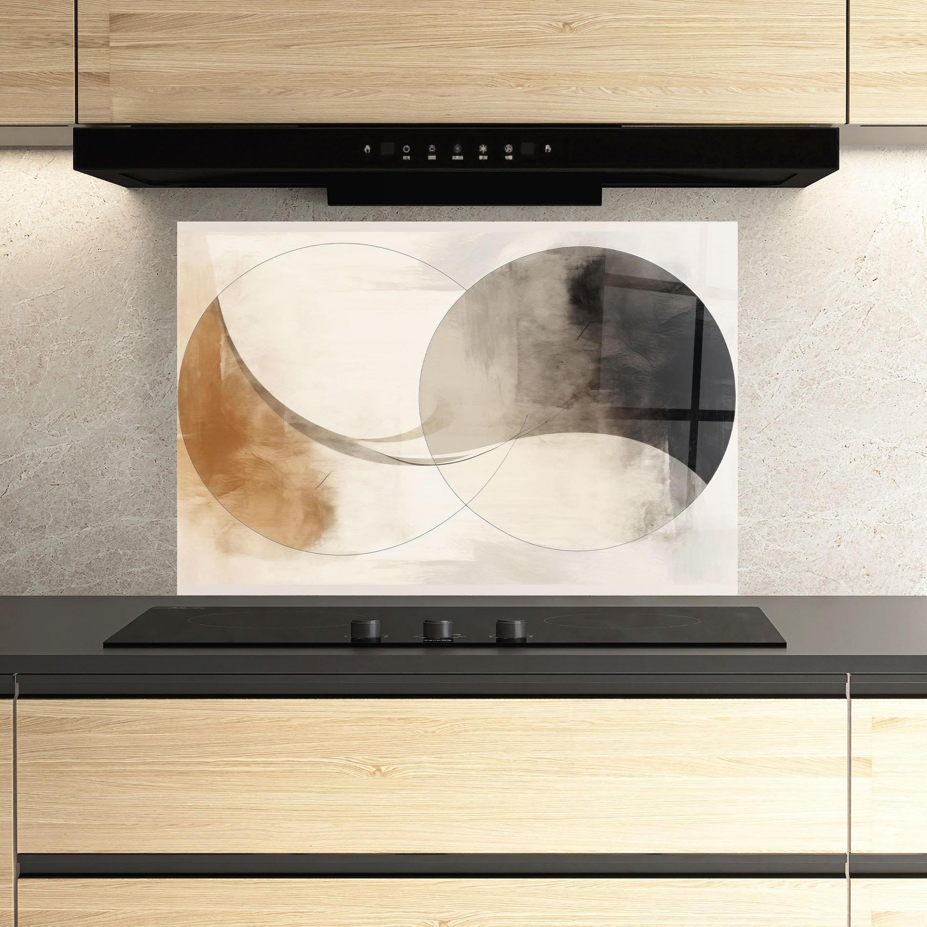 Panou Sticla Bucatarie Abstract Circle Painting mockup 3