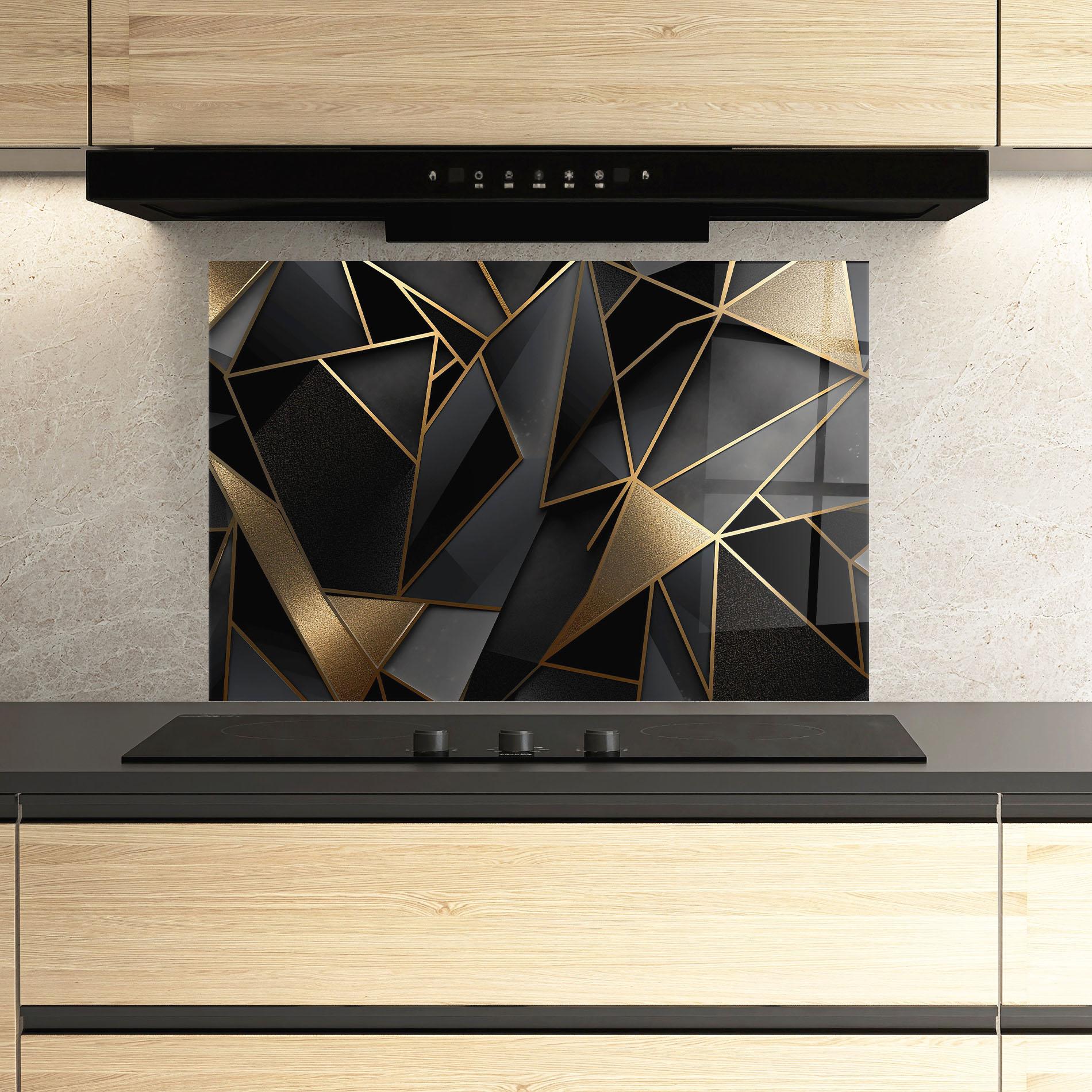 Panou Sticla Bucatarie Abstract Golden Art mockup 3