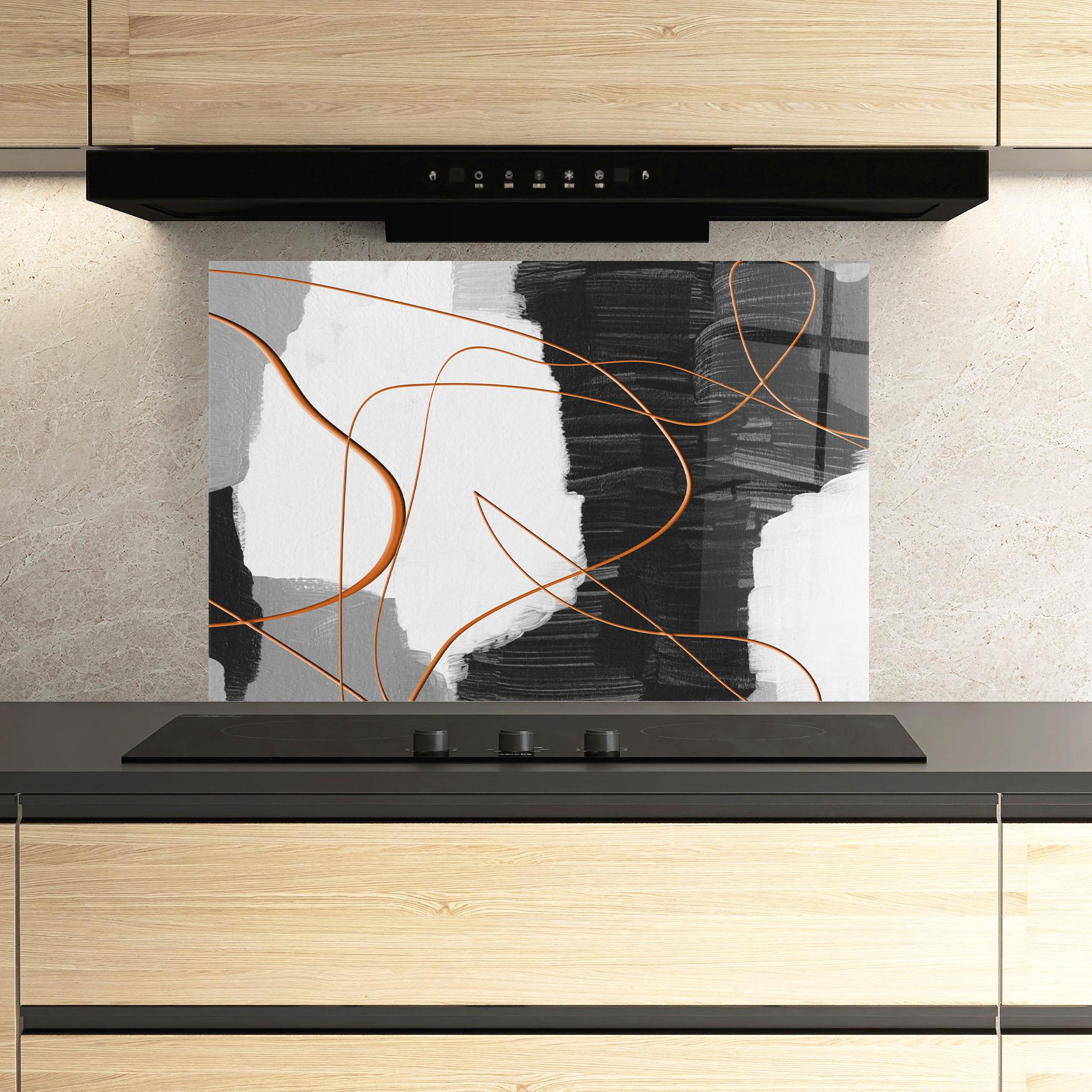 Panou Sticla Bucatarie Abstract Ink Painting mockup 3