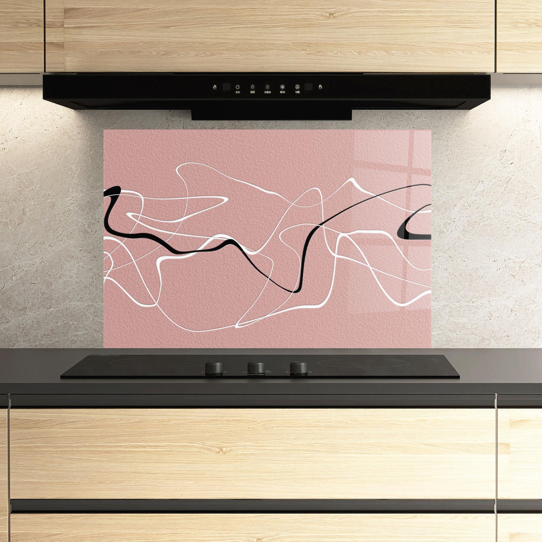 Panou Sticla Bucatarie Abstract Pink Painting mockup 3