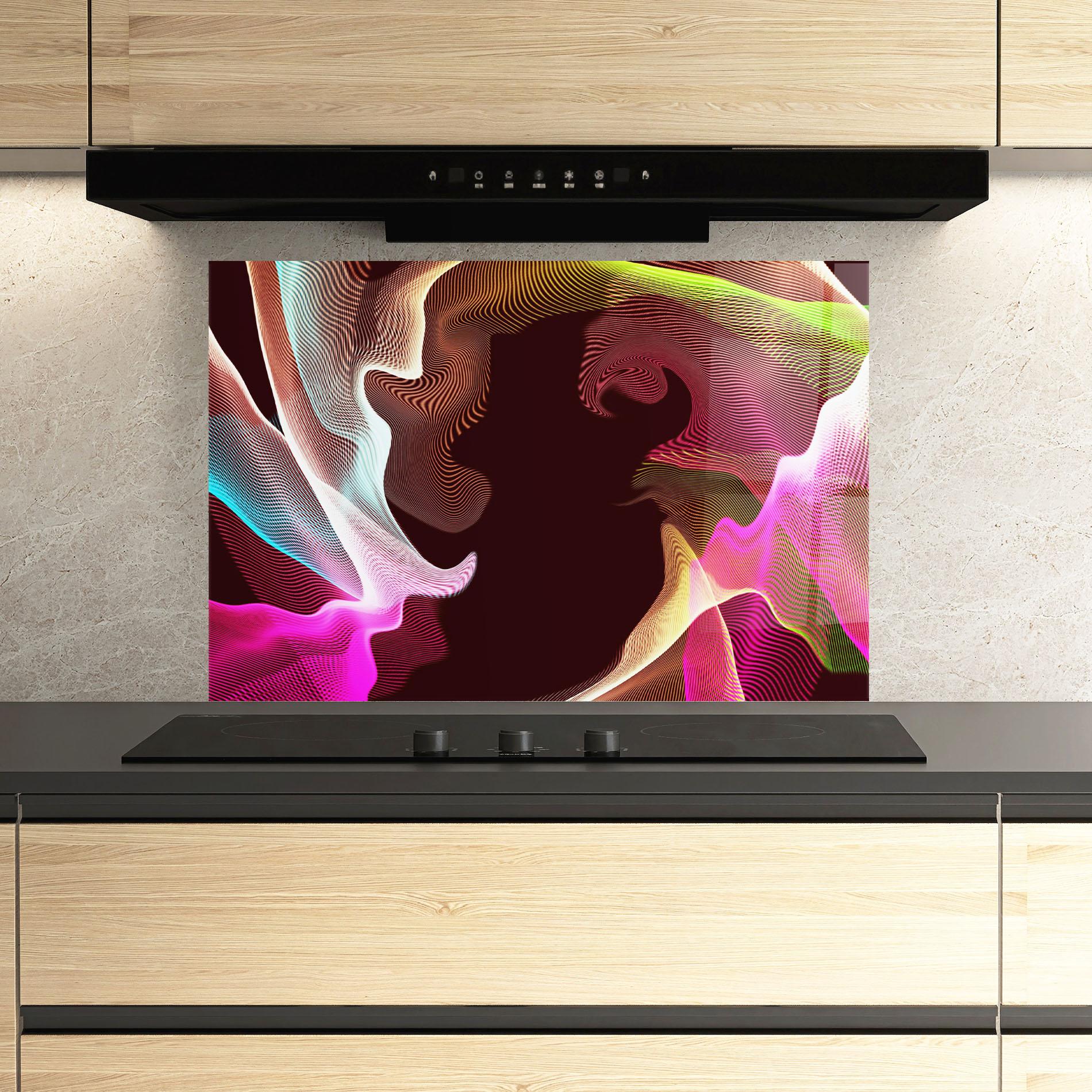 Panou Sticla Bucatarie Abstract Wave Effect mockup 3