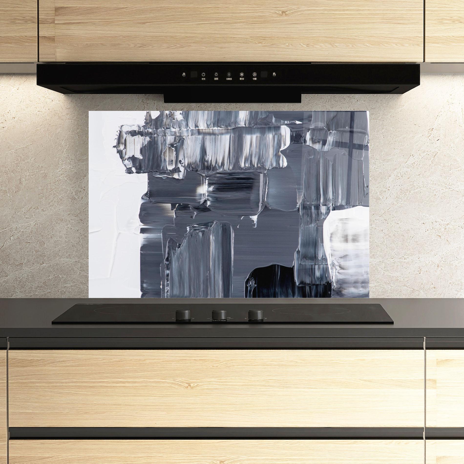 Panou Sticla Bucatarie Black Acrylic Painting mockup 3