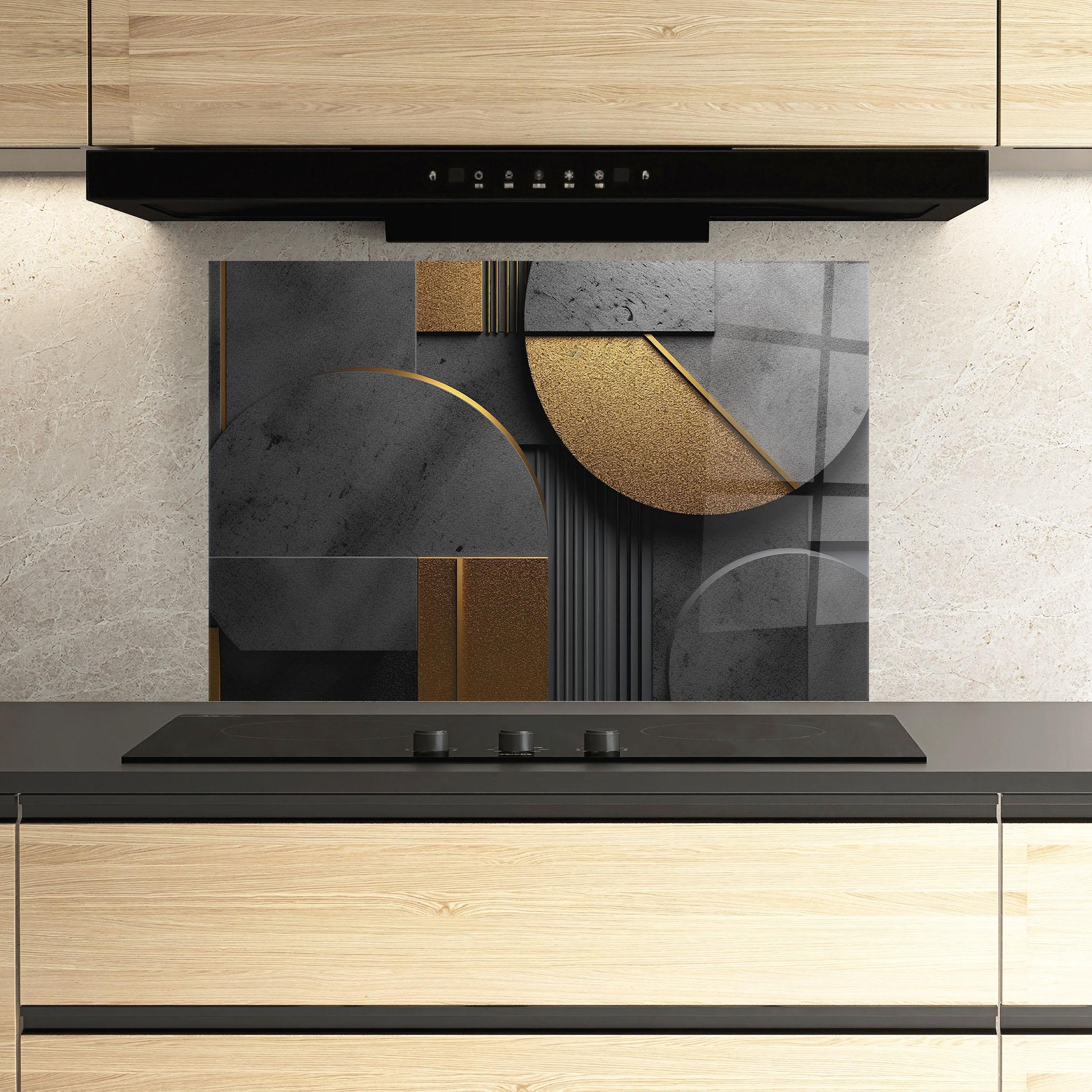 Panou Sticla Bucatarie Gold With Grey Circle mockup 3