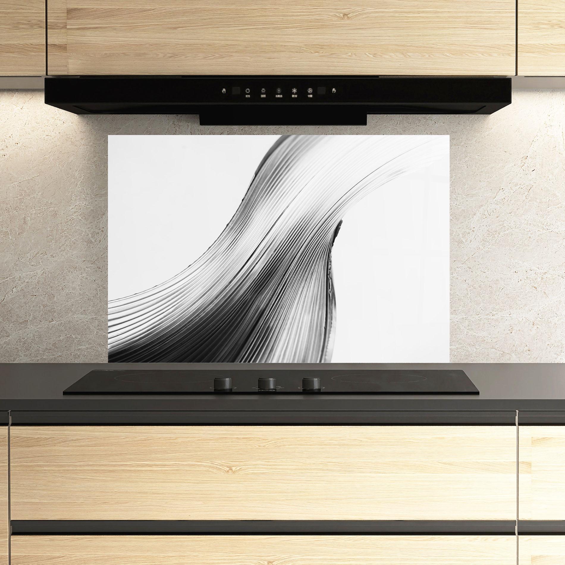 Panou Sticla Bucatarie Monochrome Wave mockup 3