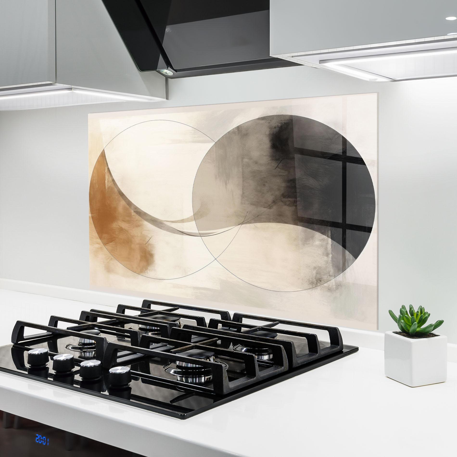 Panou Sticla Bucatarie Abstract Circle Painting mockup 6