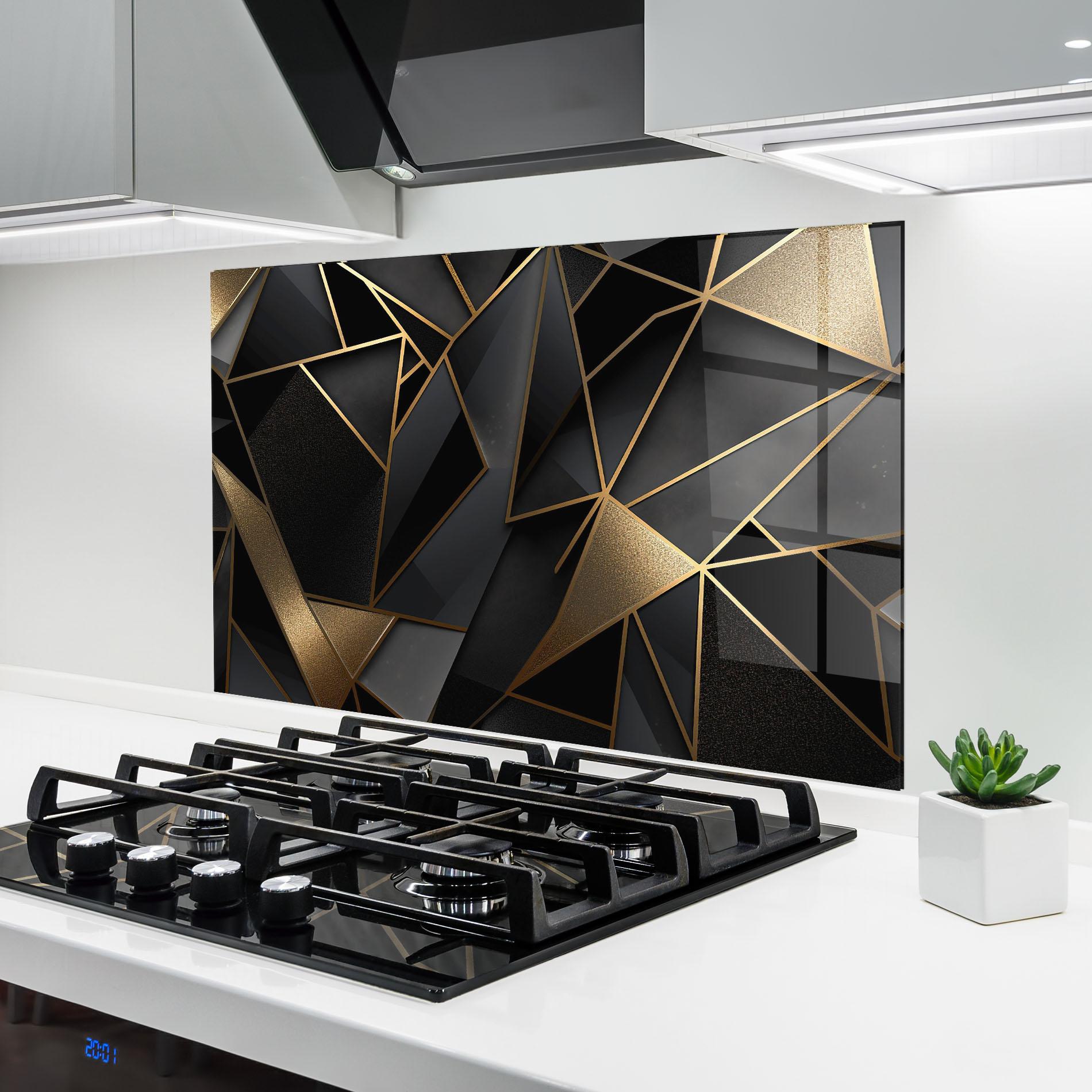 Panou Sticla Bucatarie Abstract Golden Art mockup 6