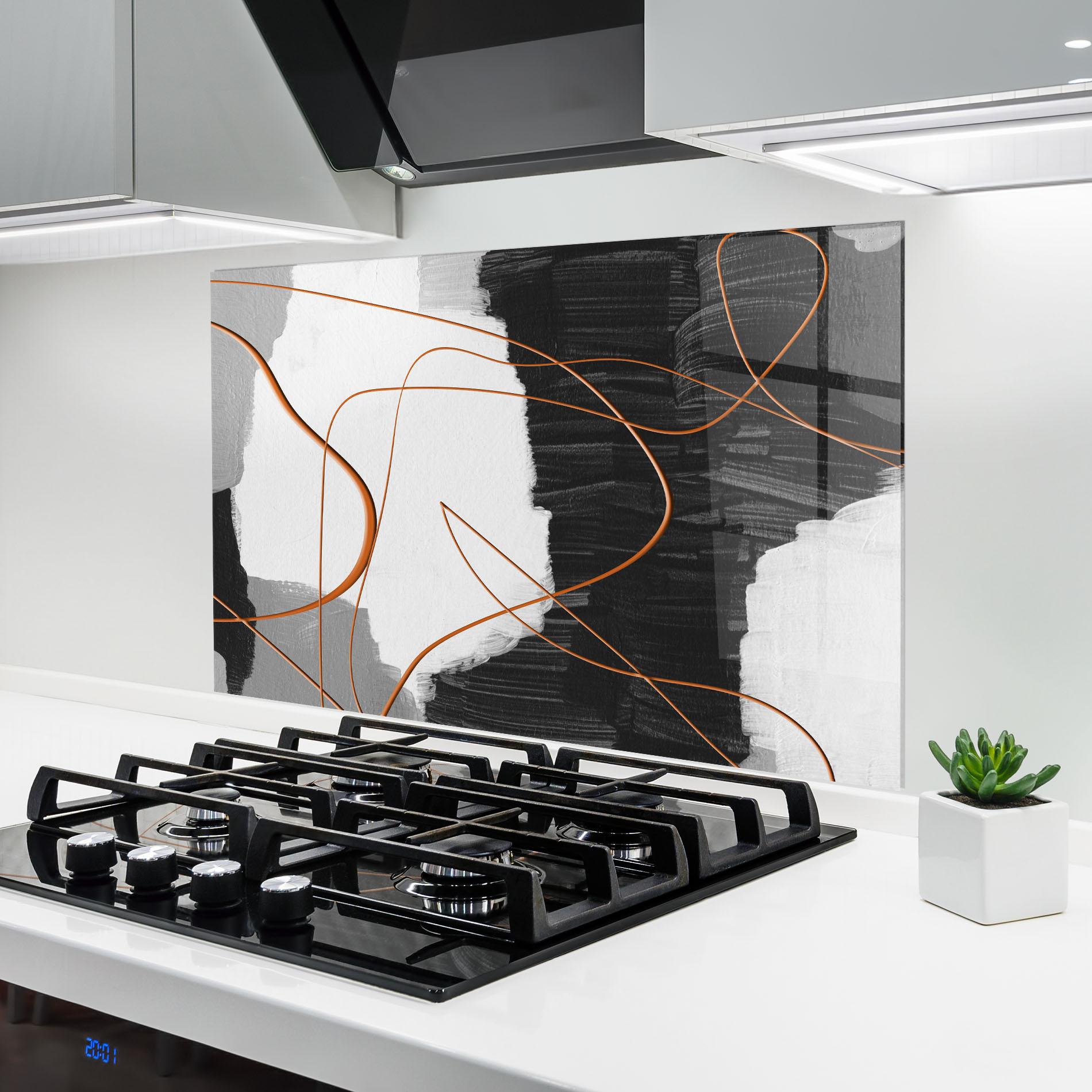 Panou Sticla Bucatarie Abstract Ink Painting mockup 6