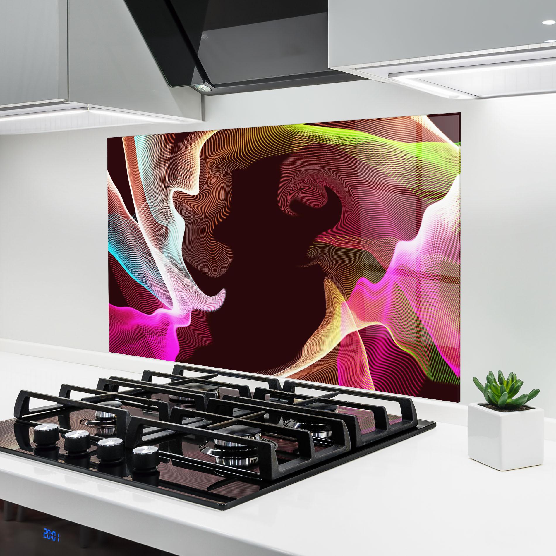 Panou Sticla Bucatarie Abstract Wave Effect mockup 6