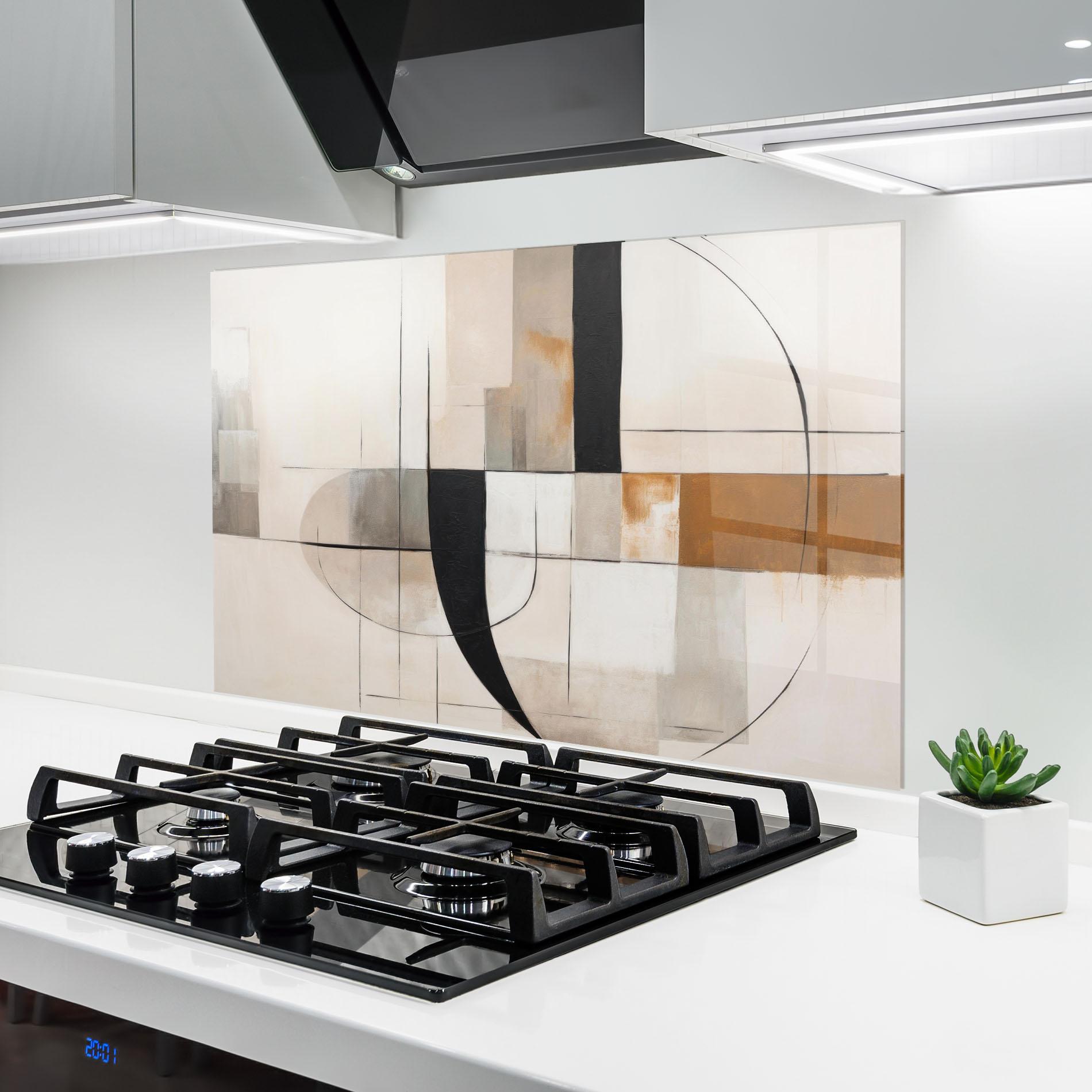 Panou Sticla Bucatarie Black Abstract Lines mockup 6