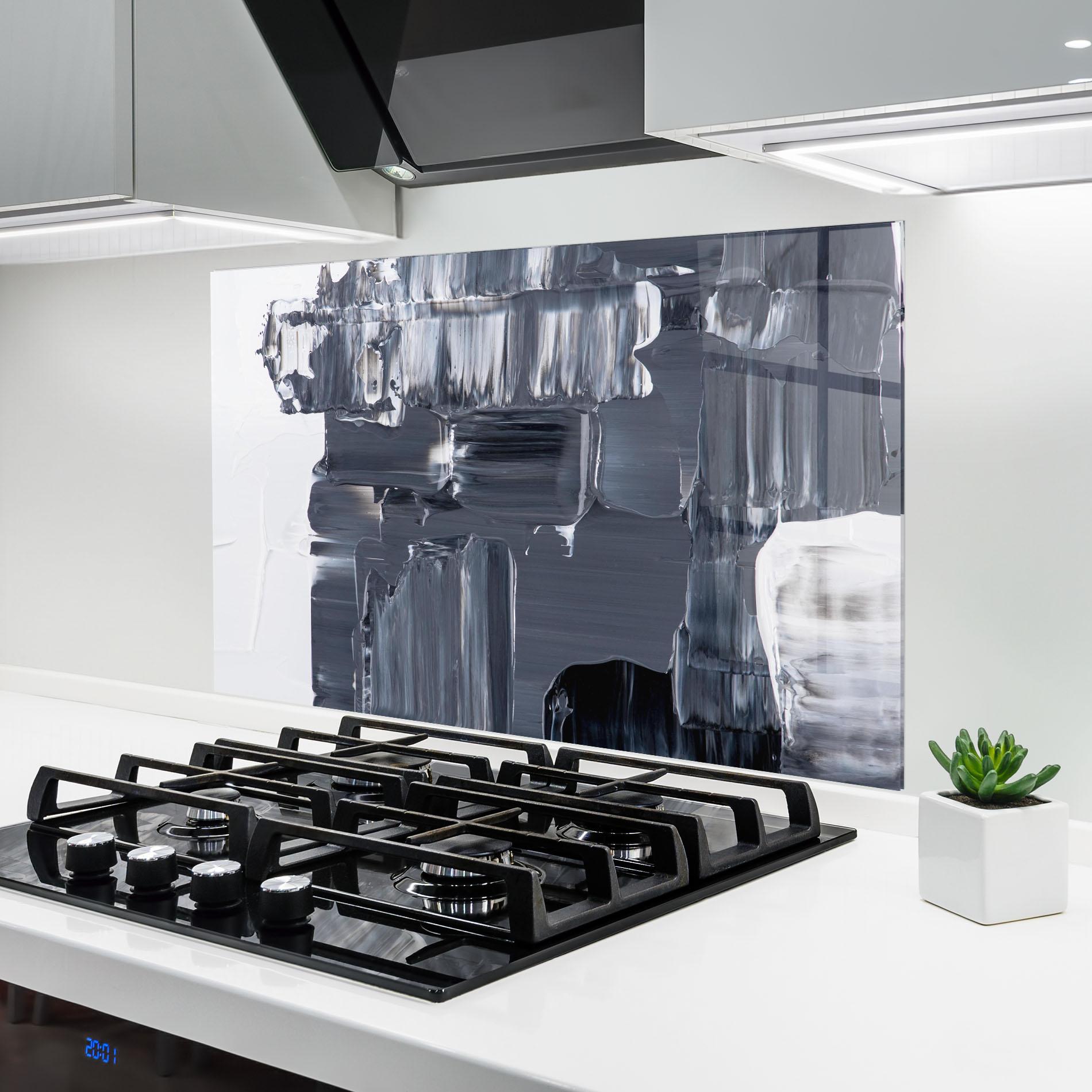 Panou Sticla Bucatarie Black Acrylic Painting mockup 6