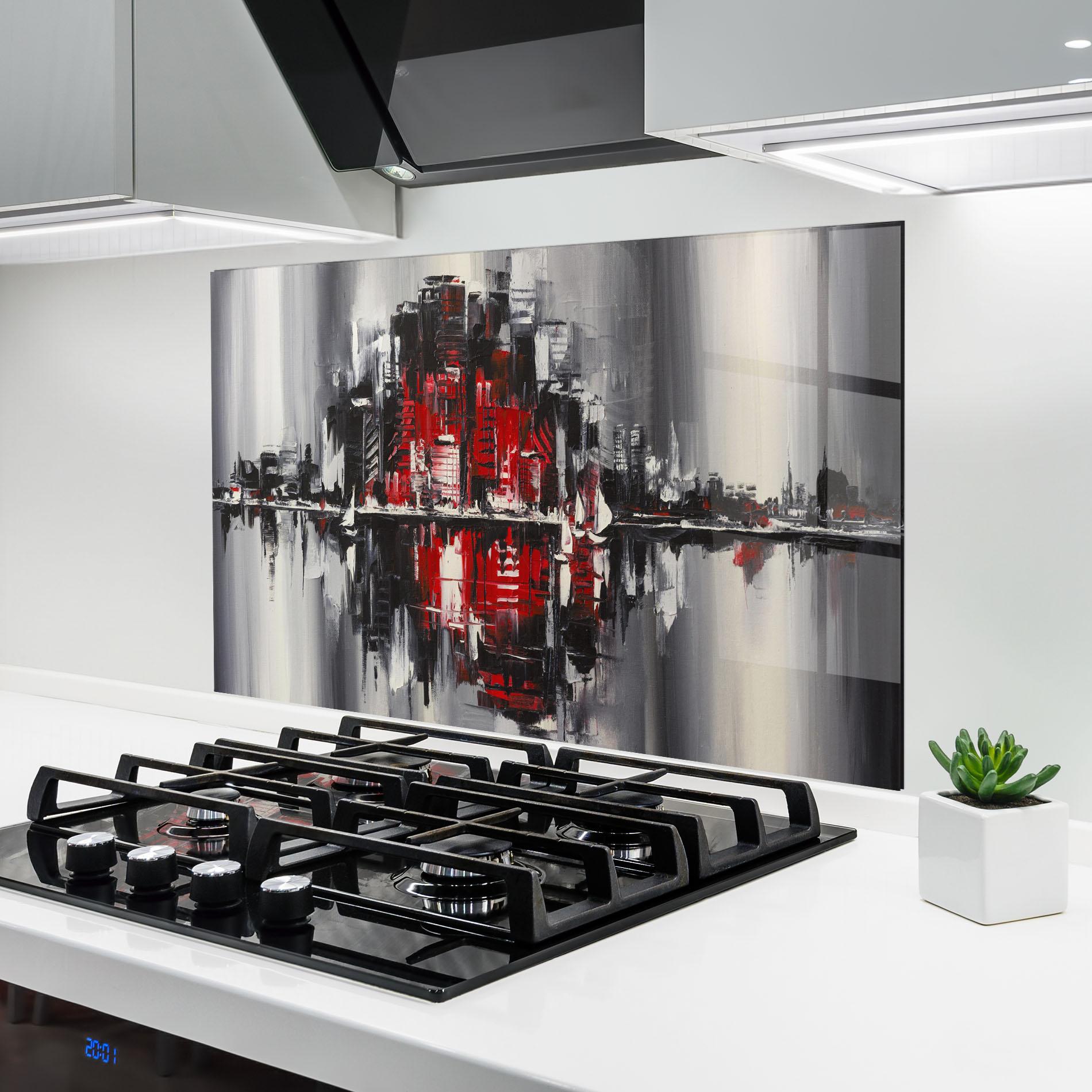 Panou Sticla Bucatarie Cityscape mockup 6