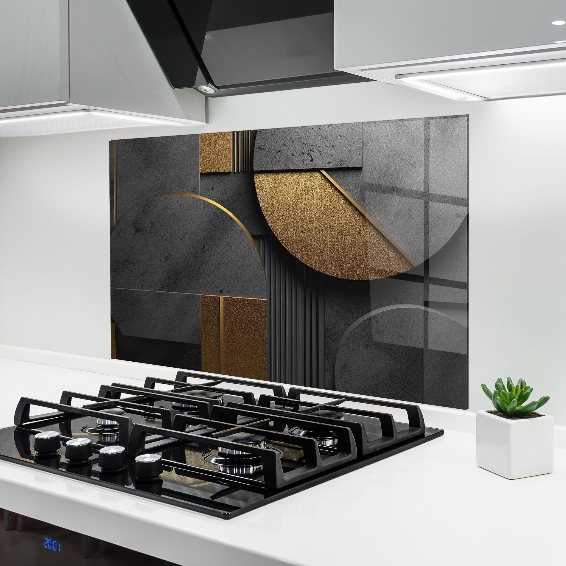 Panou Sticla Bucatarie Gold With Grey Circle mockup 6