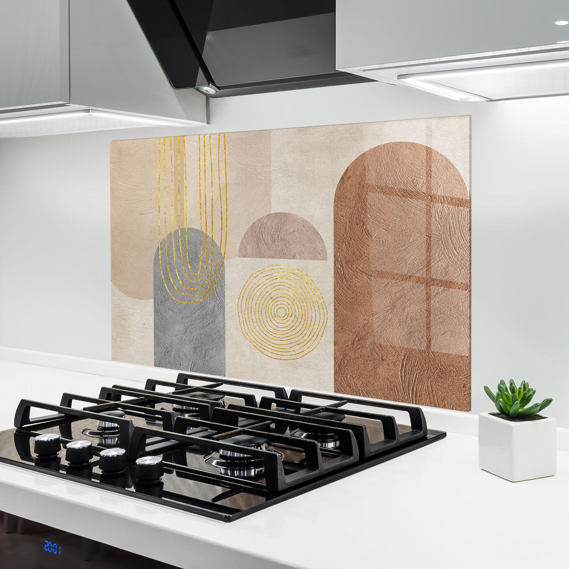 Panou Sticla Bucatarie Gray Orange Painting mockup 6