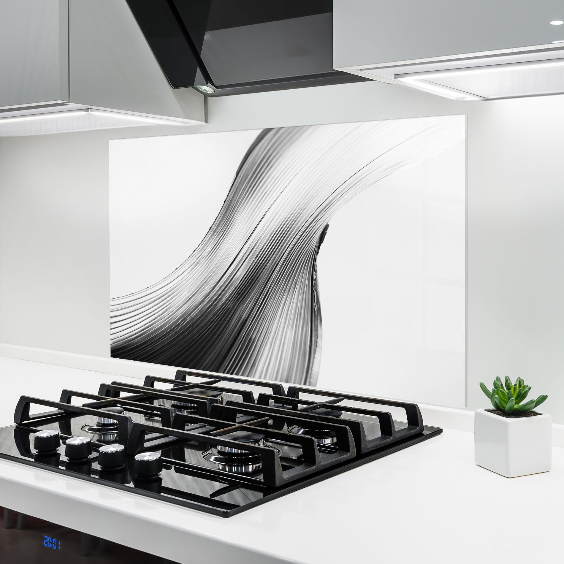 Panou Sticla Bucatarie Monochrome Wave mockup 6