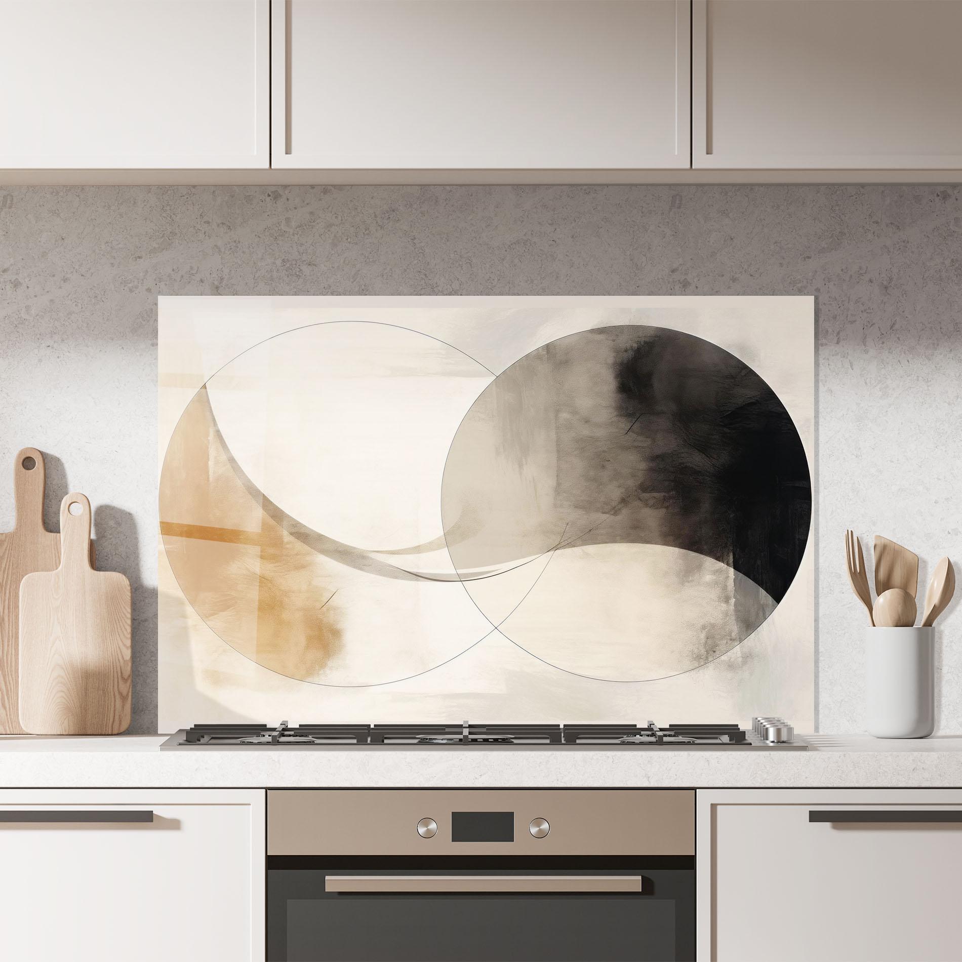 Panou Sticla Bucatarie Abstract Circle Painting mockup 7