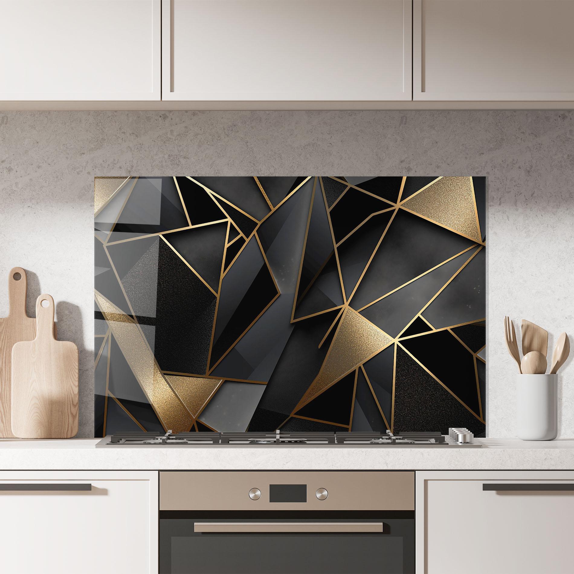 Panou Sticla Bucatarie Abstract Golden Art mockup 7