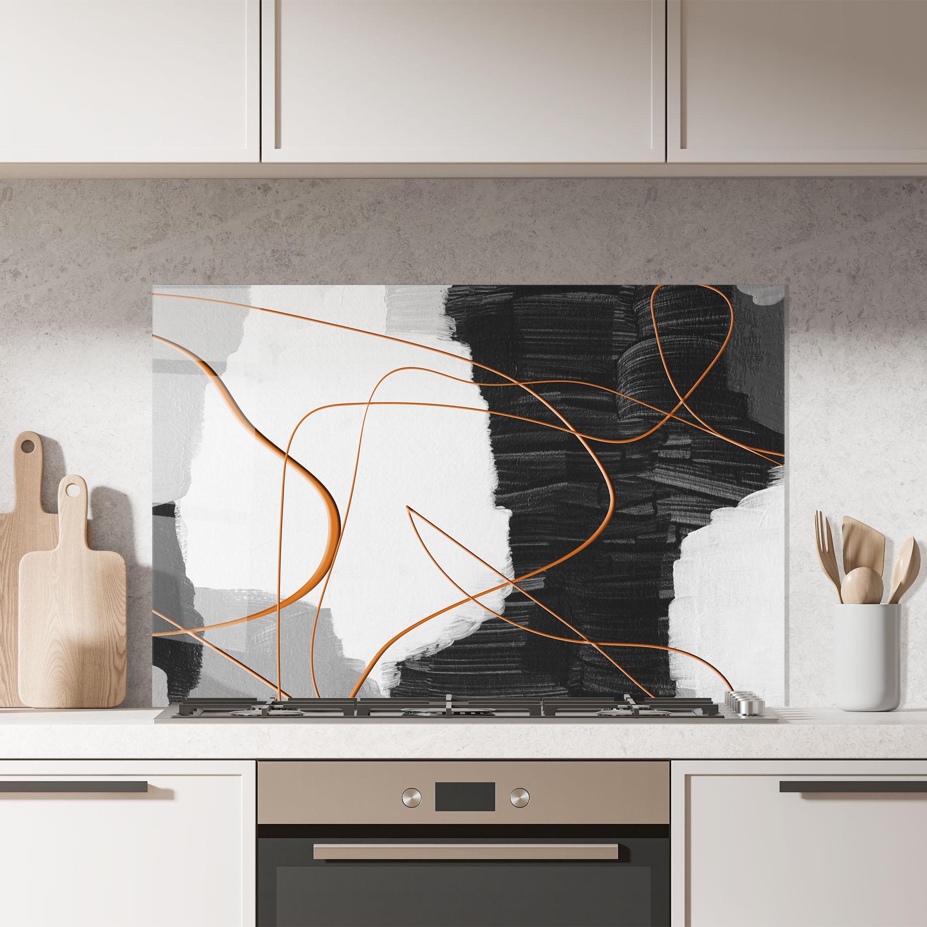 Panou Sticla Bucatarie Abstract Ink Painting mockup 7