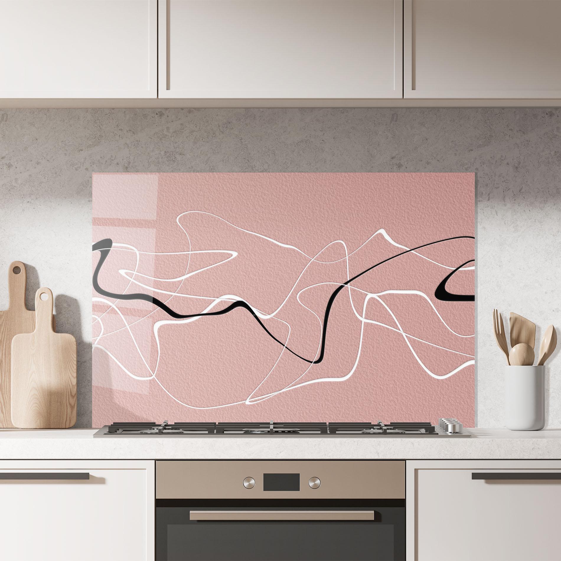 Panou Sticla Bucatarie Abstract Pink Painting mockup 7