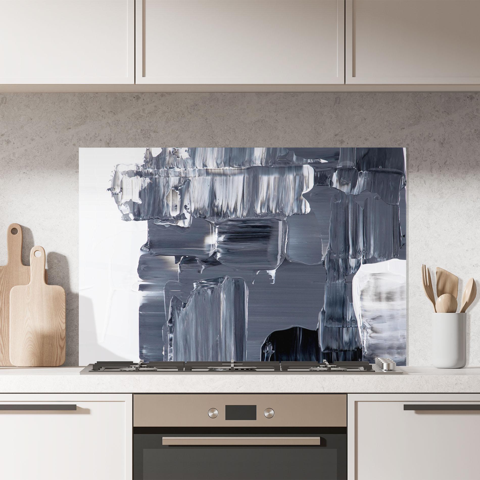 Panou Sticla Bucatarie Black Acrylic Painting mockup 7