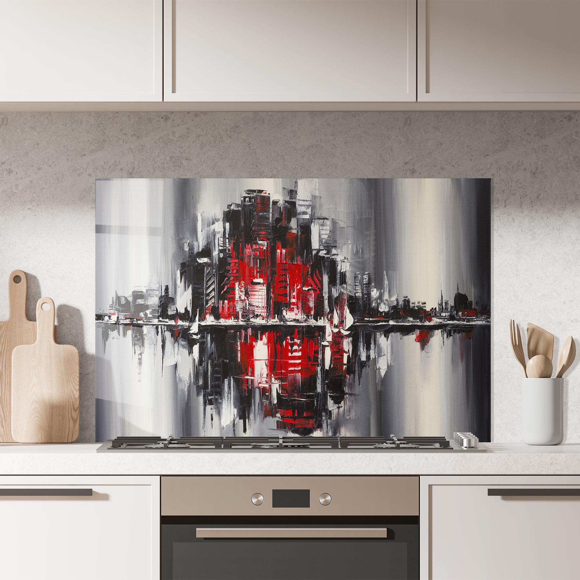 Panou Sticla Bucatarie Cityscape mockup 7