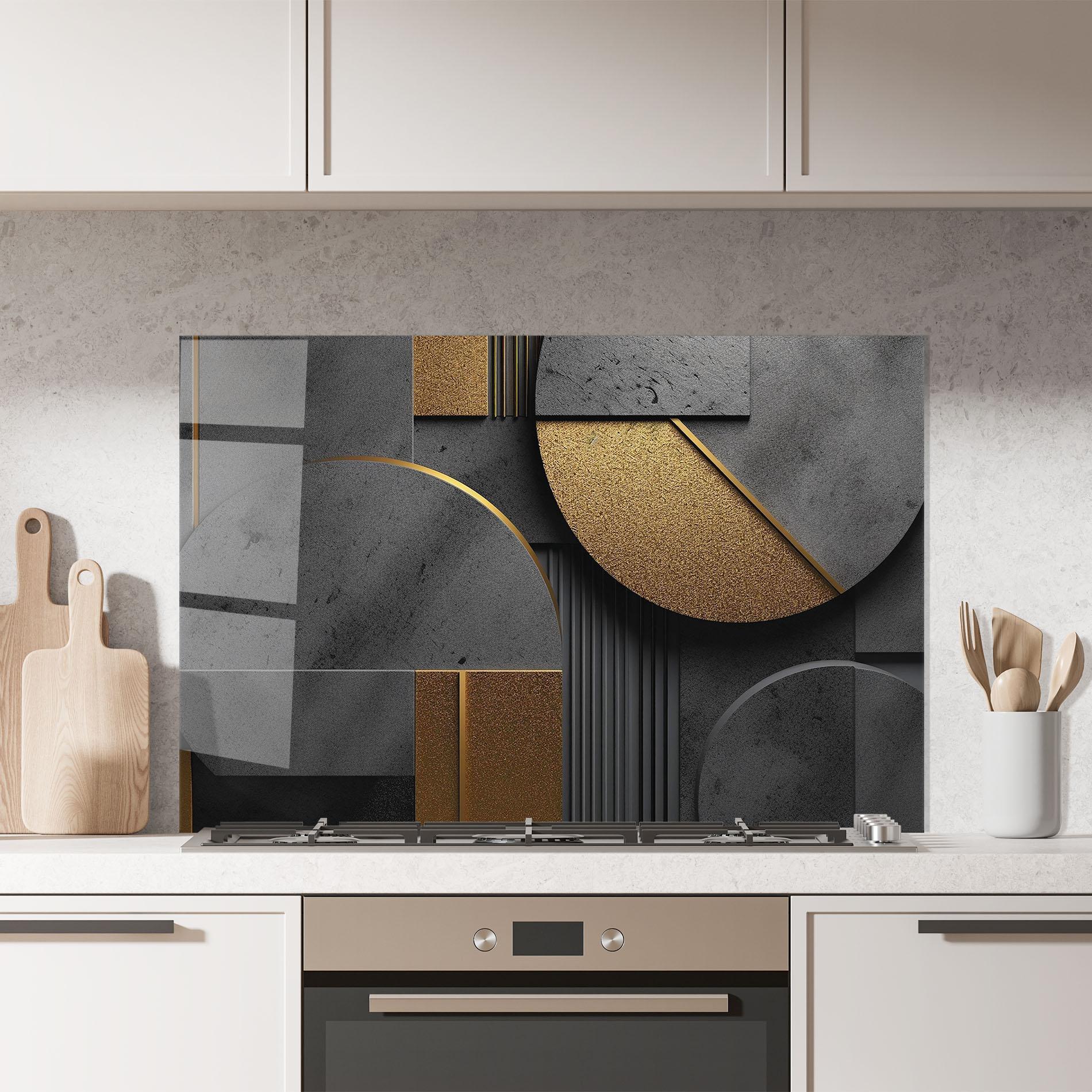 Panou Sticla Bucatarie Gold With Grey Circle mockup 7