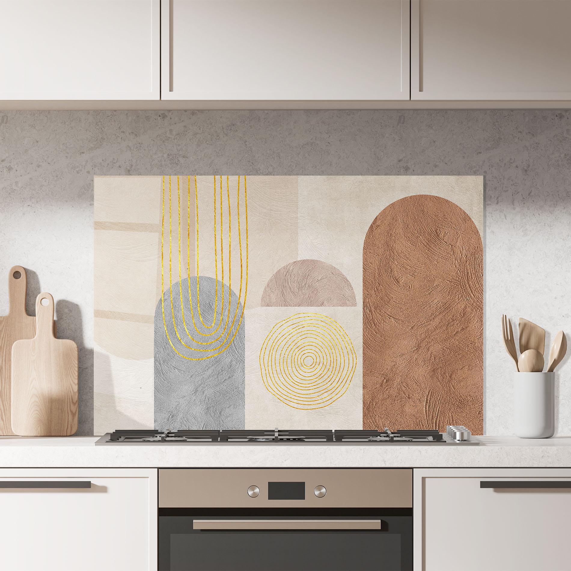 Panou Sticla Bucatarie Gray Orange Painting mockup 7