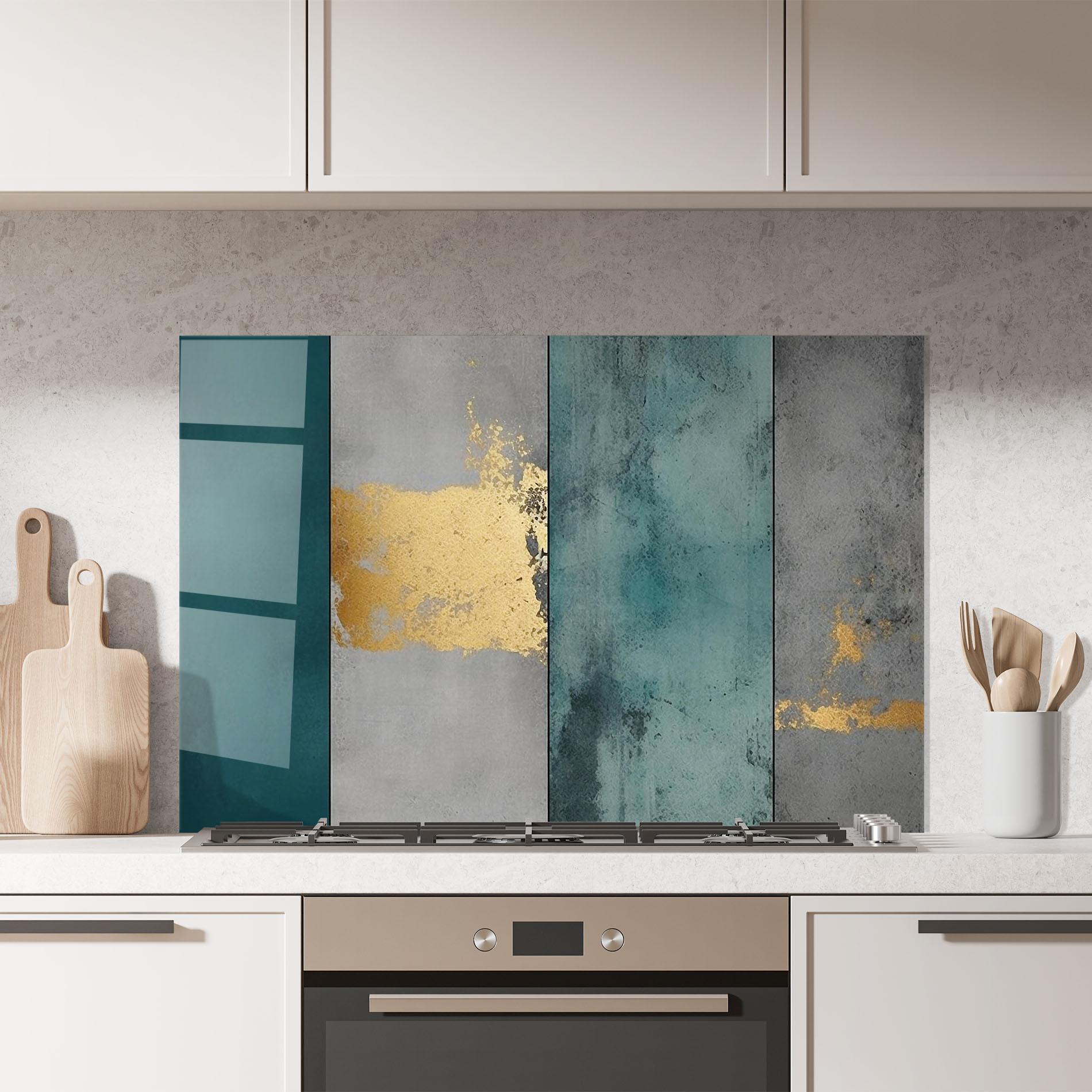 Panou Sticla Bucatarie Green Colors With Gold mockup 7