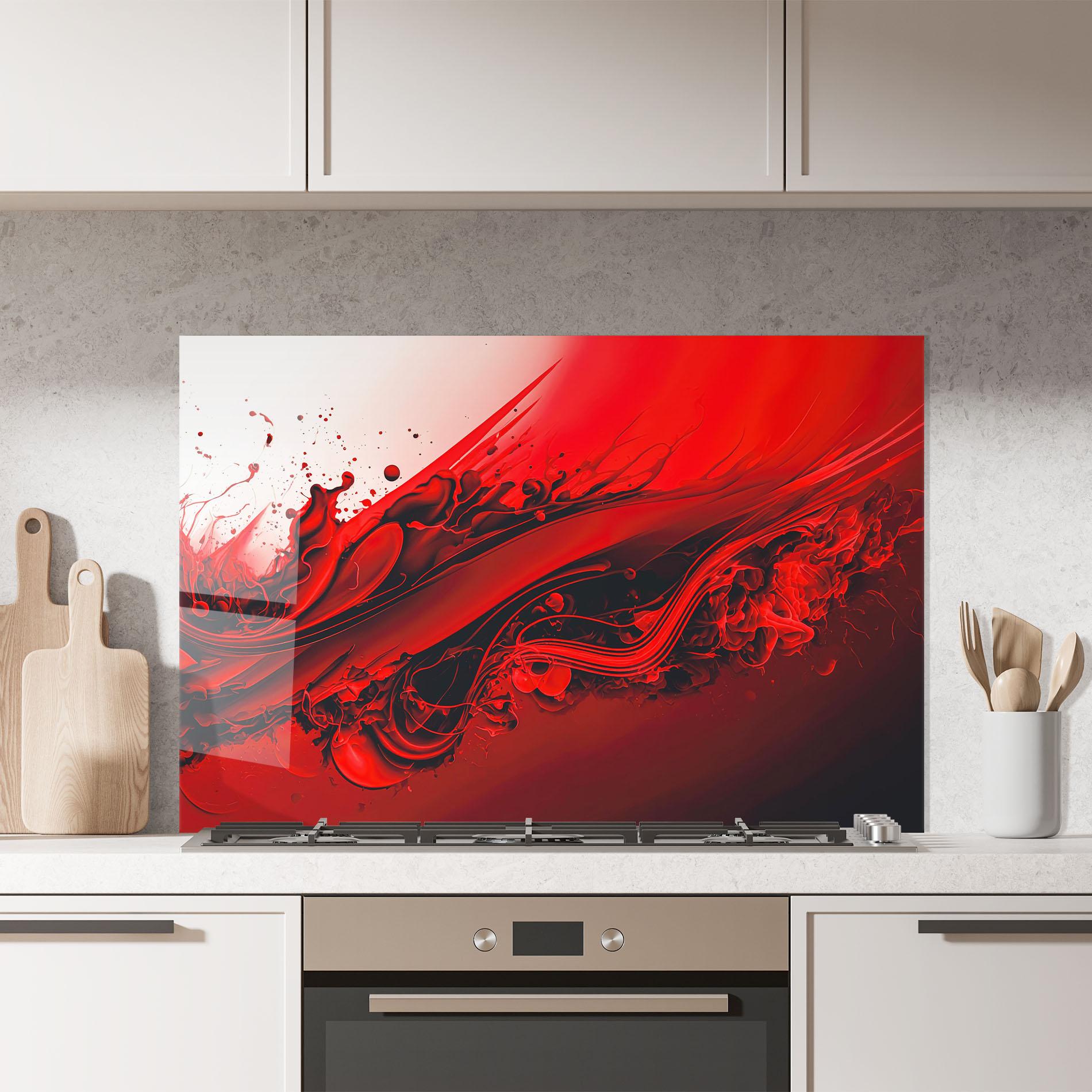 Panou Sticla Bucatarie Smooth Red Color mockup 7