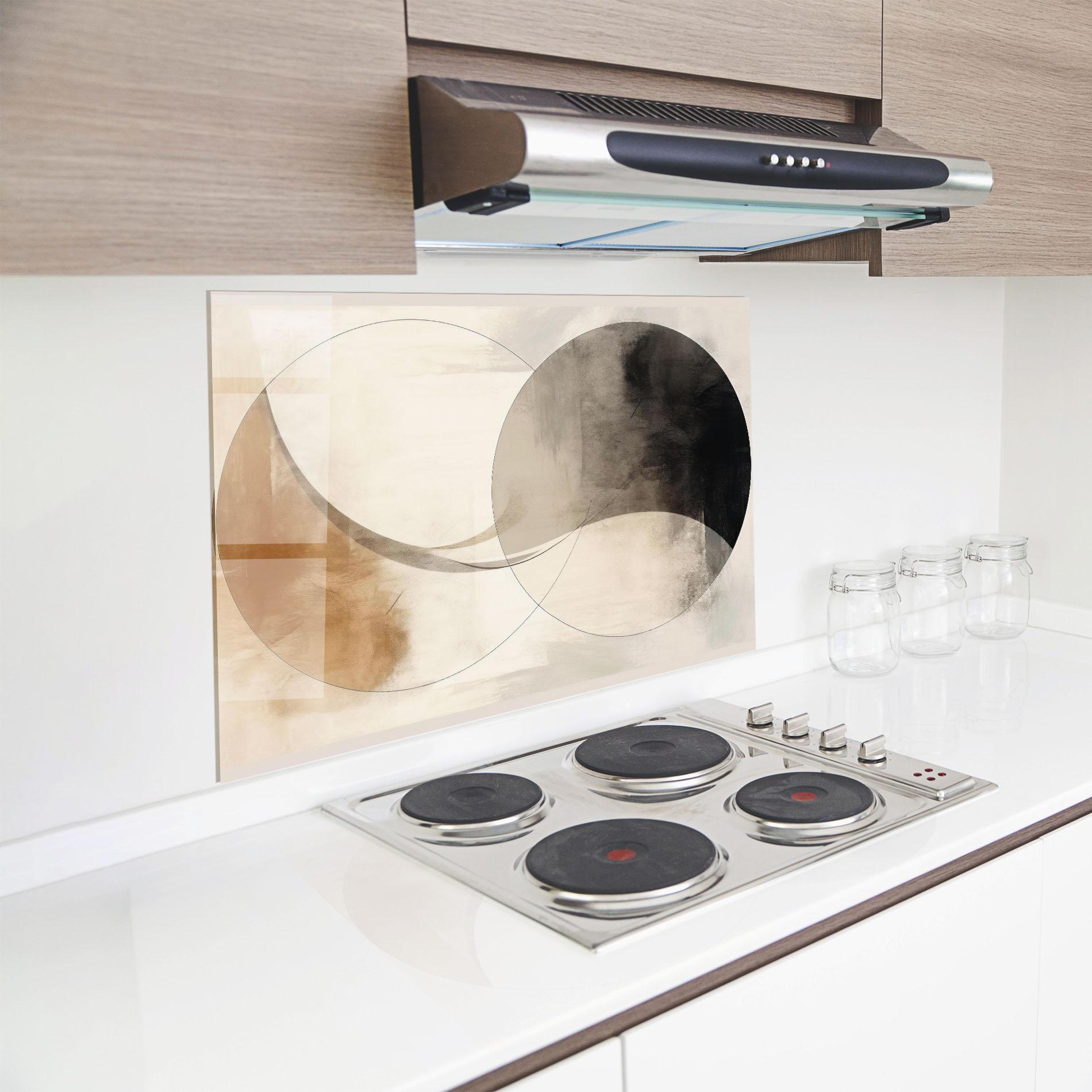 Panou Sticla Bucatarie Abstract Circle Painting mockup 8