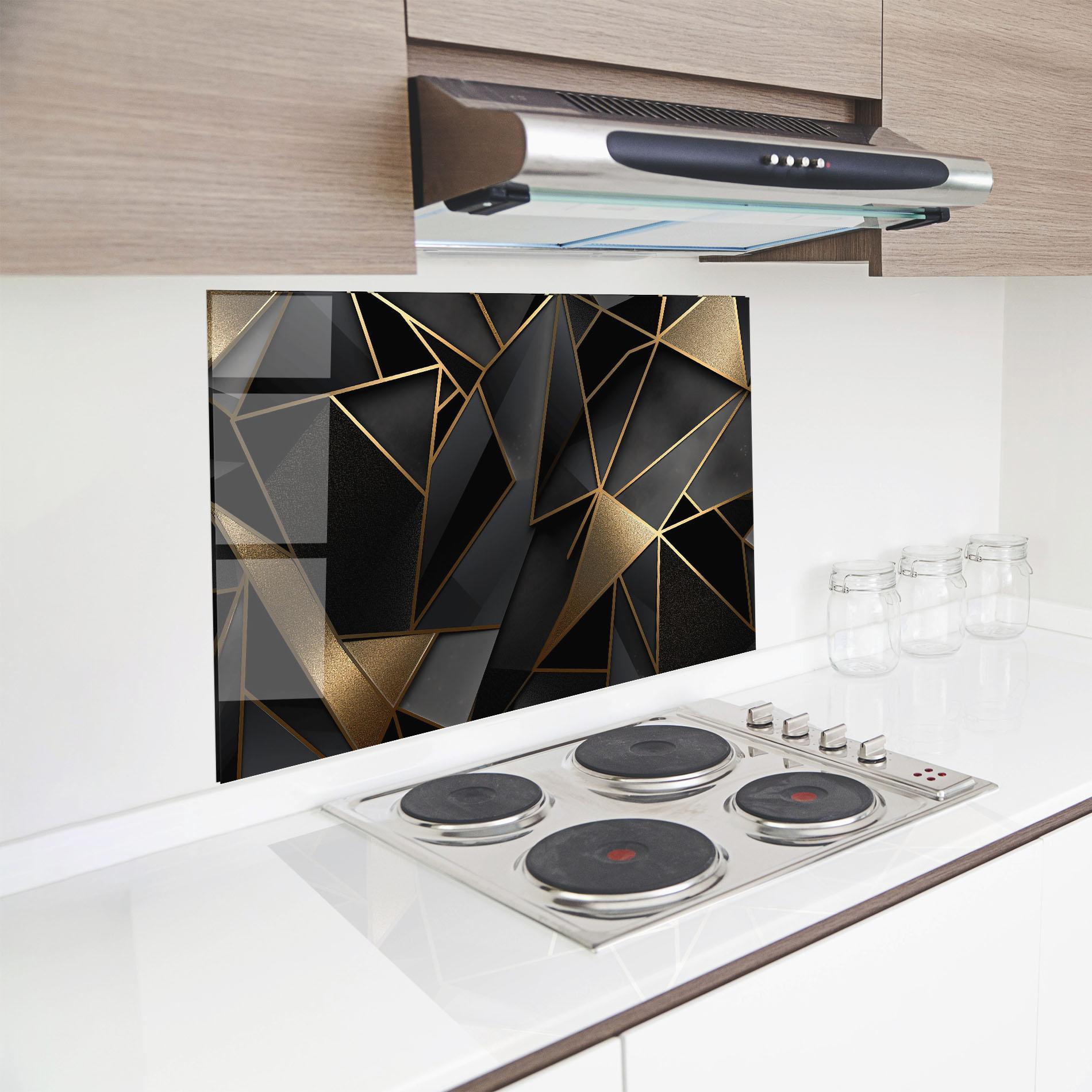 Panou Sticla Bucatarie Abstract Golden Art mockup 8