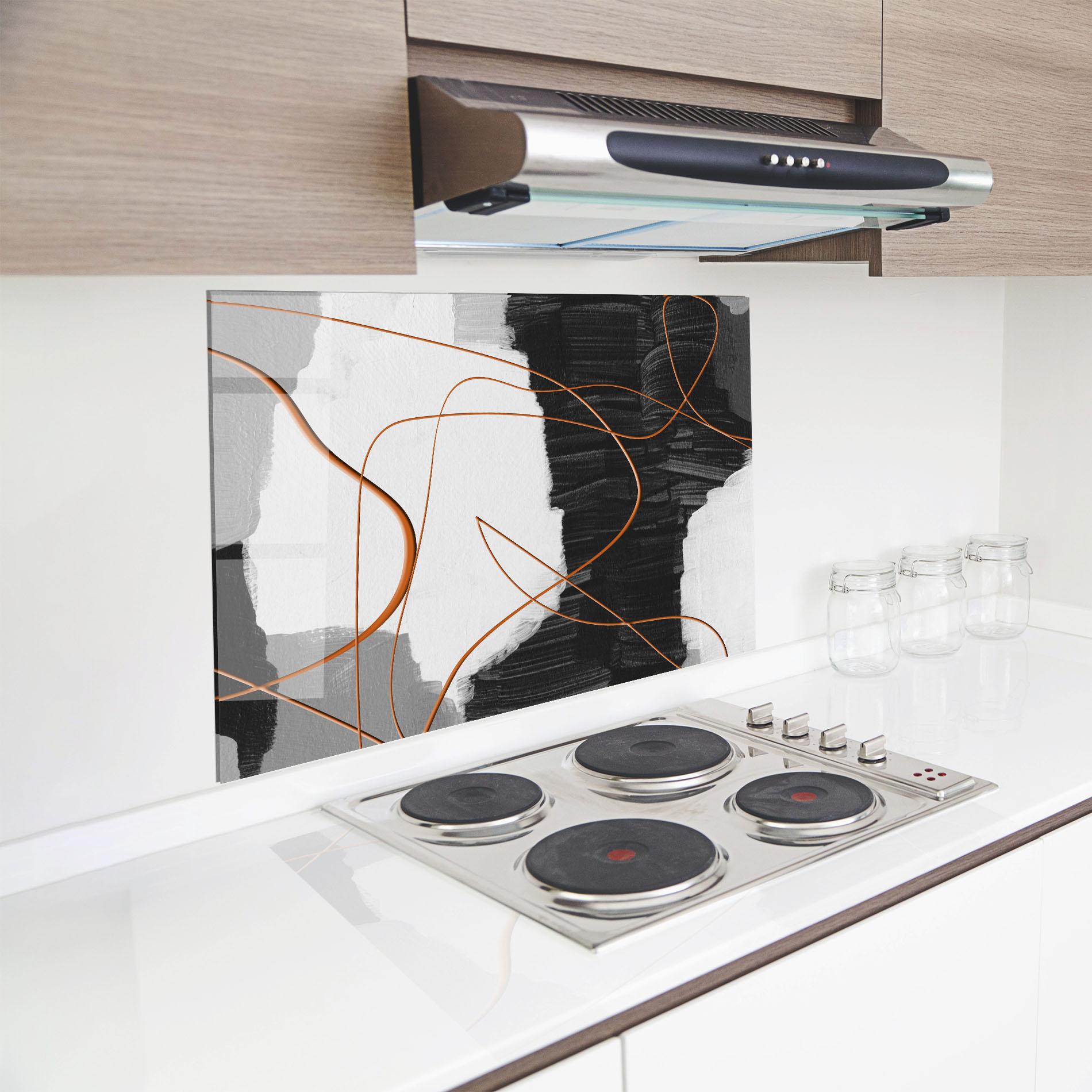 Panou Sticla Bucatarie Abstract Ink Painting mockup 8