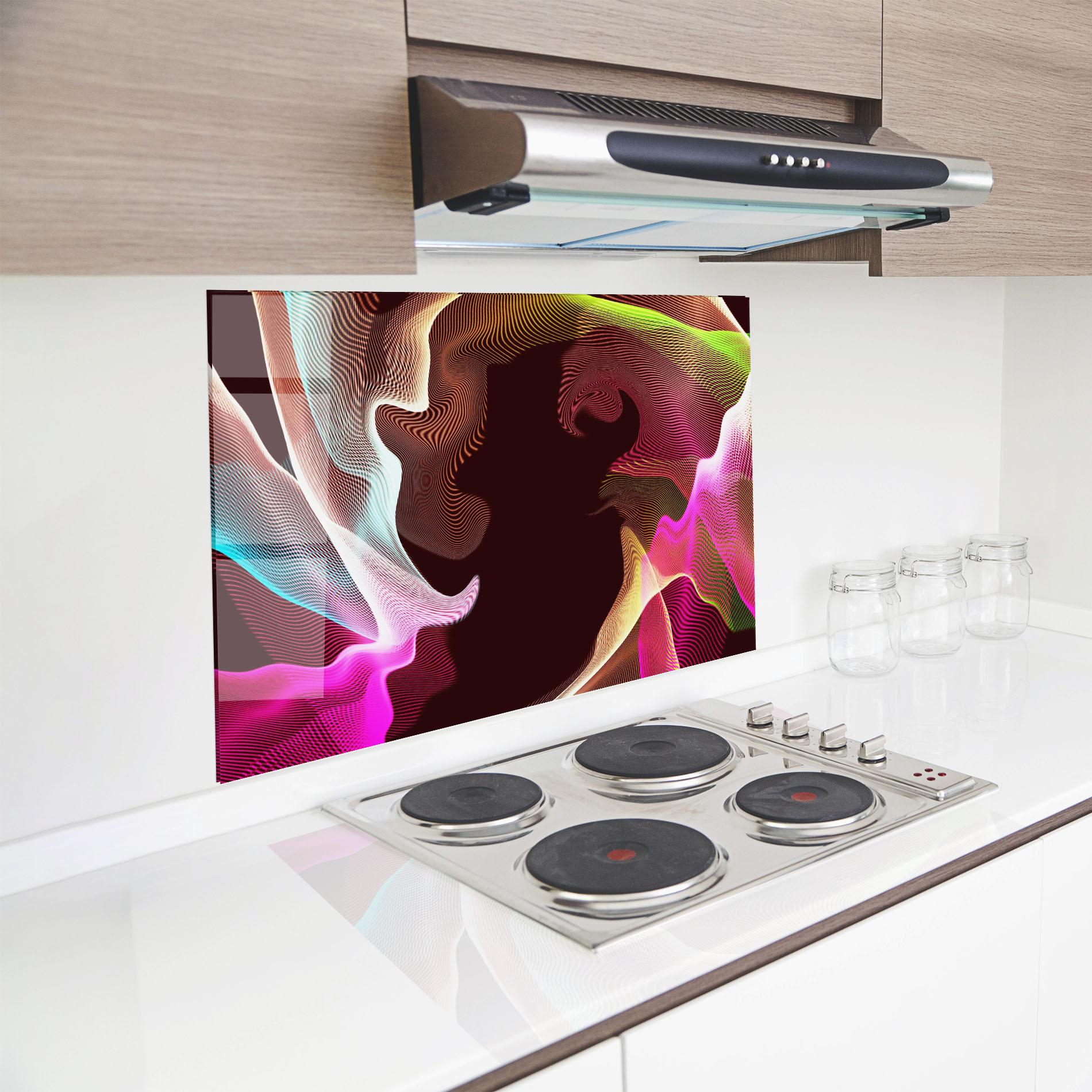 Panou Sticla Bucatarie Abstract Wave Effect mockup 8