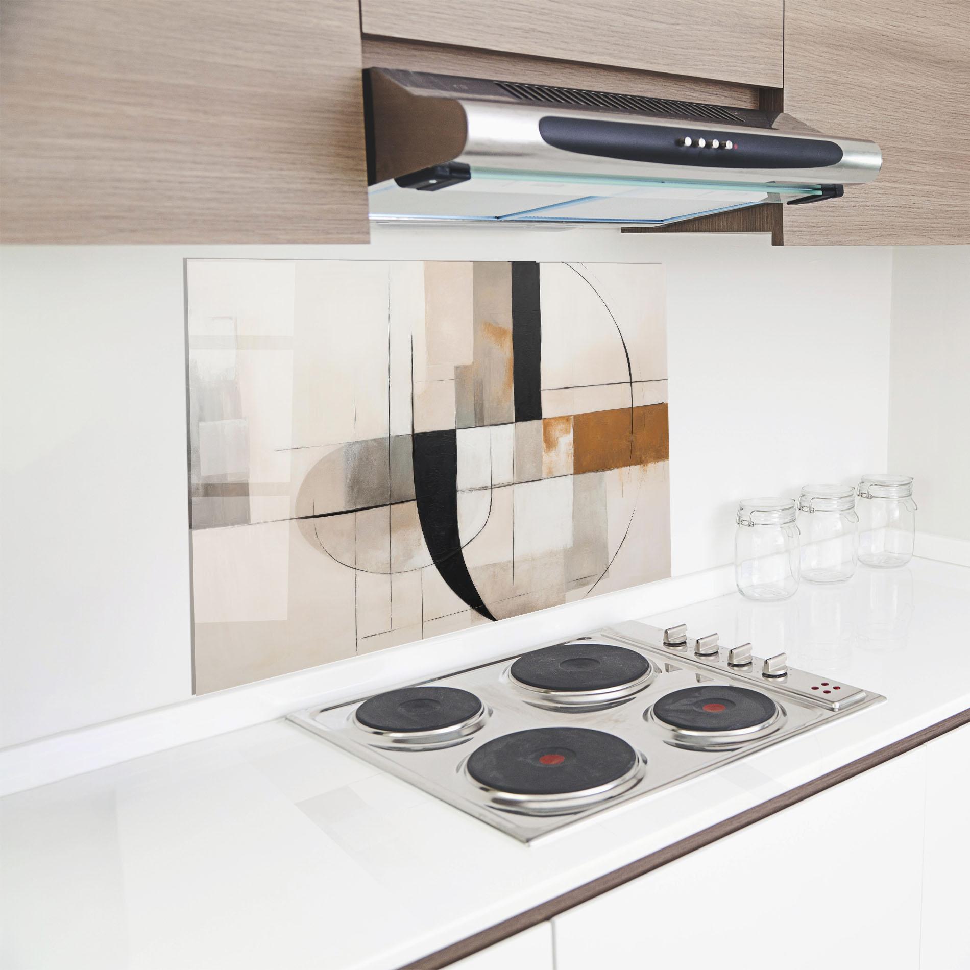 Panou Sticla Bucatarie Black Abstract Lines mockup 8