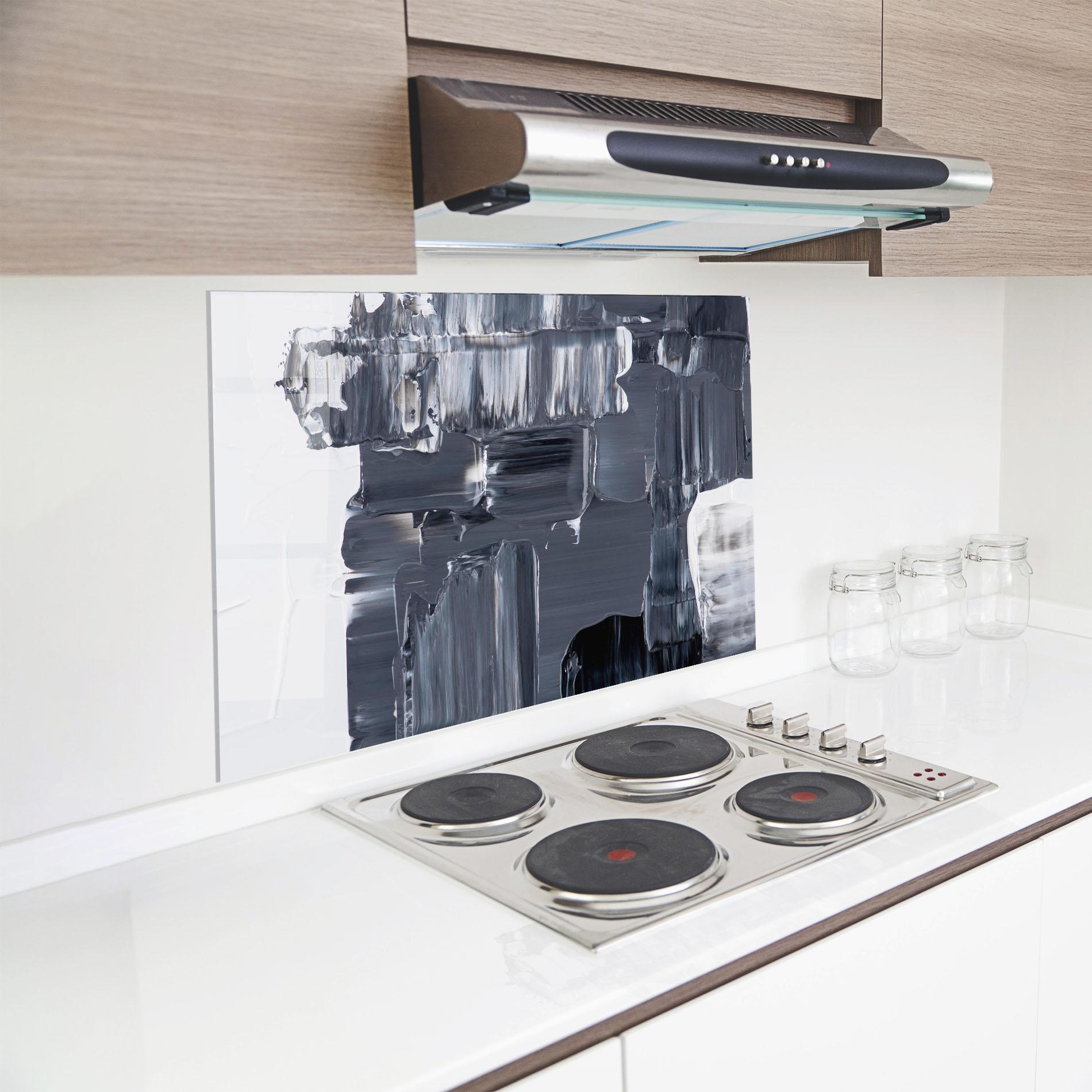 Panou Sticla Bucatarie Black Acrylic Painting mockup 8