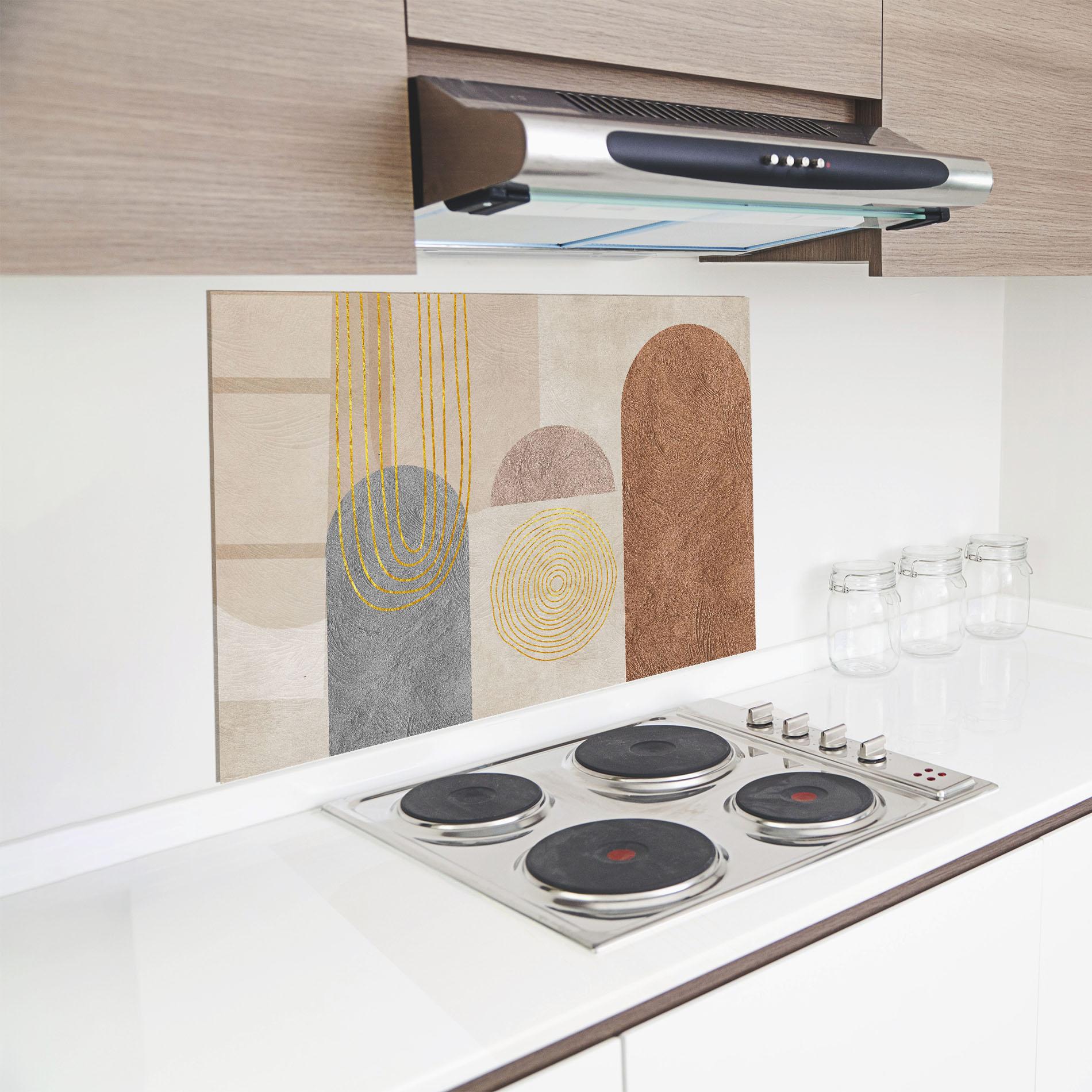 Panou Sticla Bucatarie Gray Orange Painting mockup 8