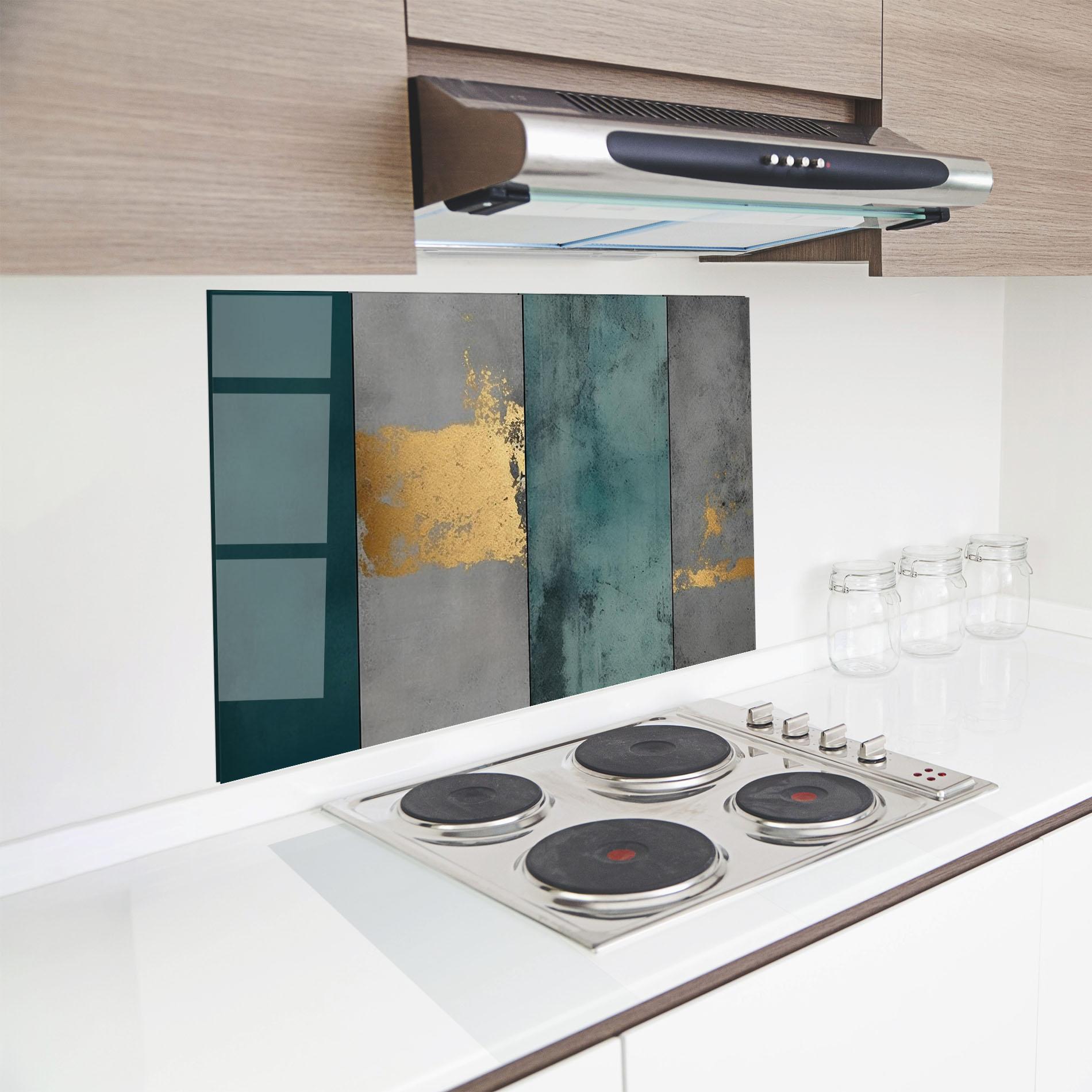 Panou Sticla Bucatarie Green Colors With Gold mockup 8