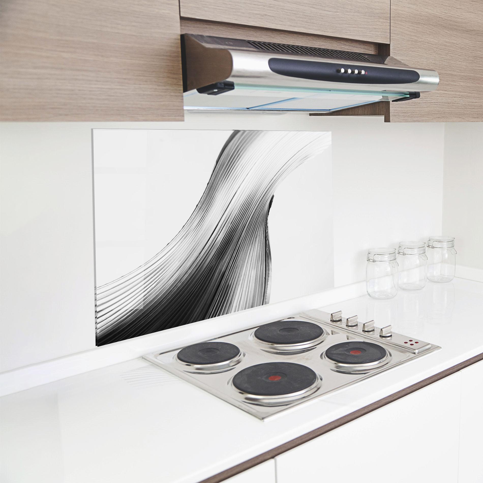 Panou Sticla Bucatarie Monochrome Wave mockup 8