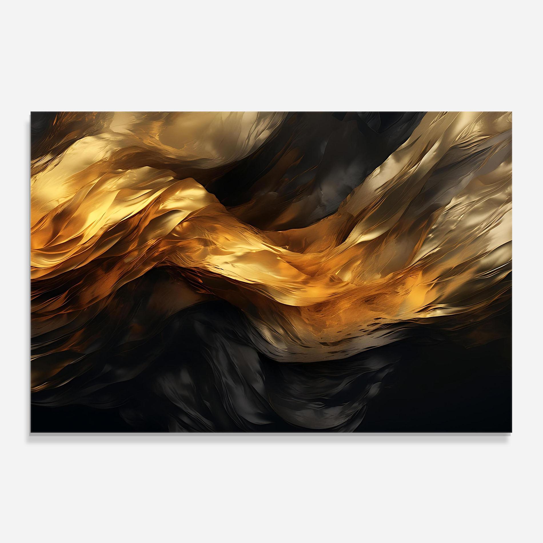 Panou Sticla Bucatarie Golden Waves With Black mockup 0