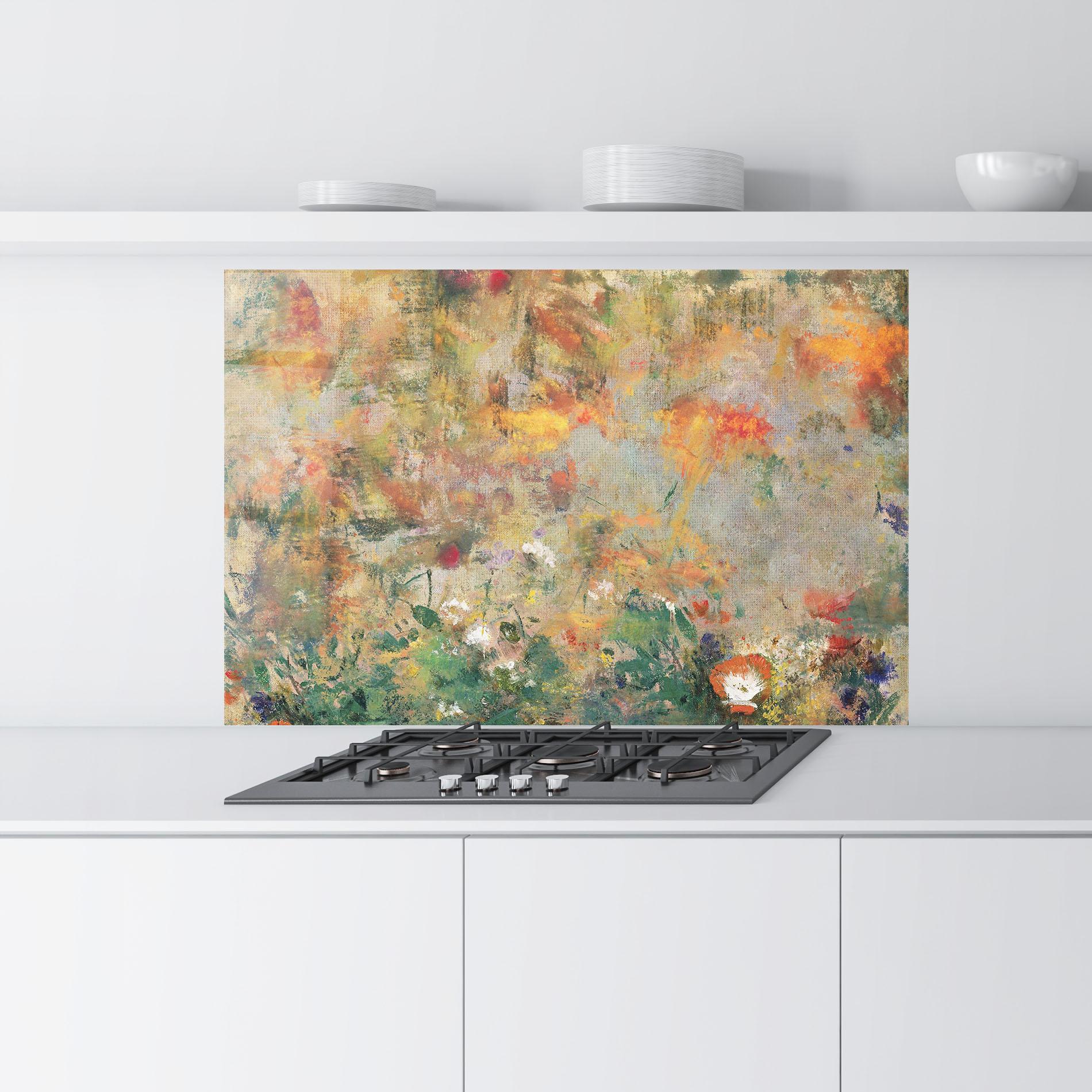 Panou Sticla Bucatarie Abstract Flowers mockup 9