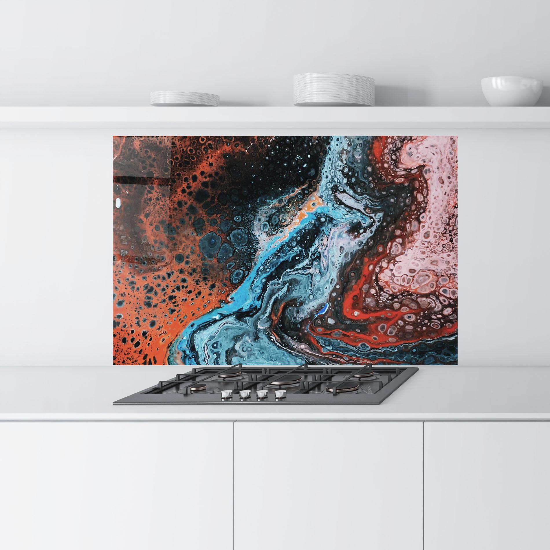 Panou Sticla Bucatarie Abstract Turqoise Colors mockup 9