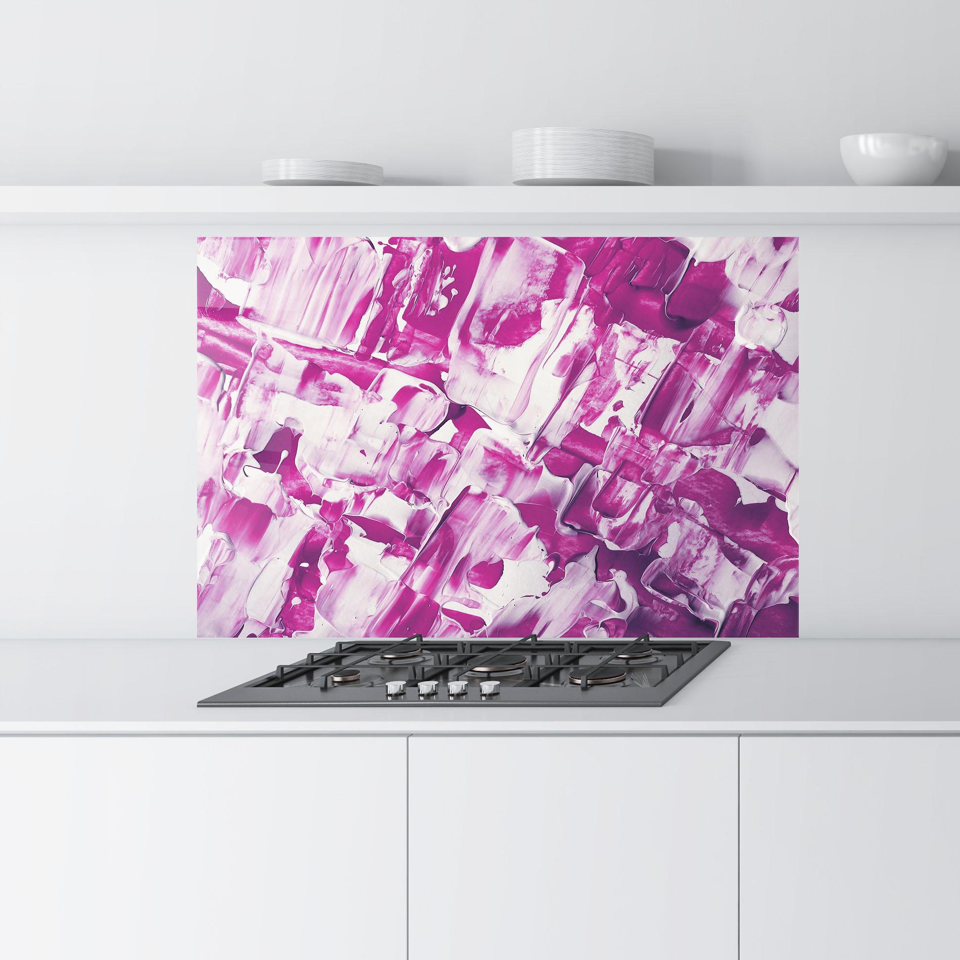 Panou Sticla Bucatarie Abstract White And Pink mockup 9