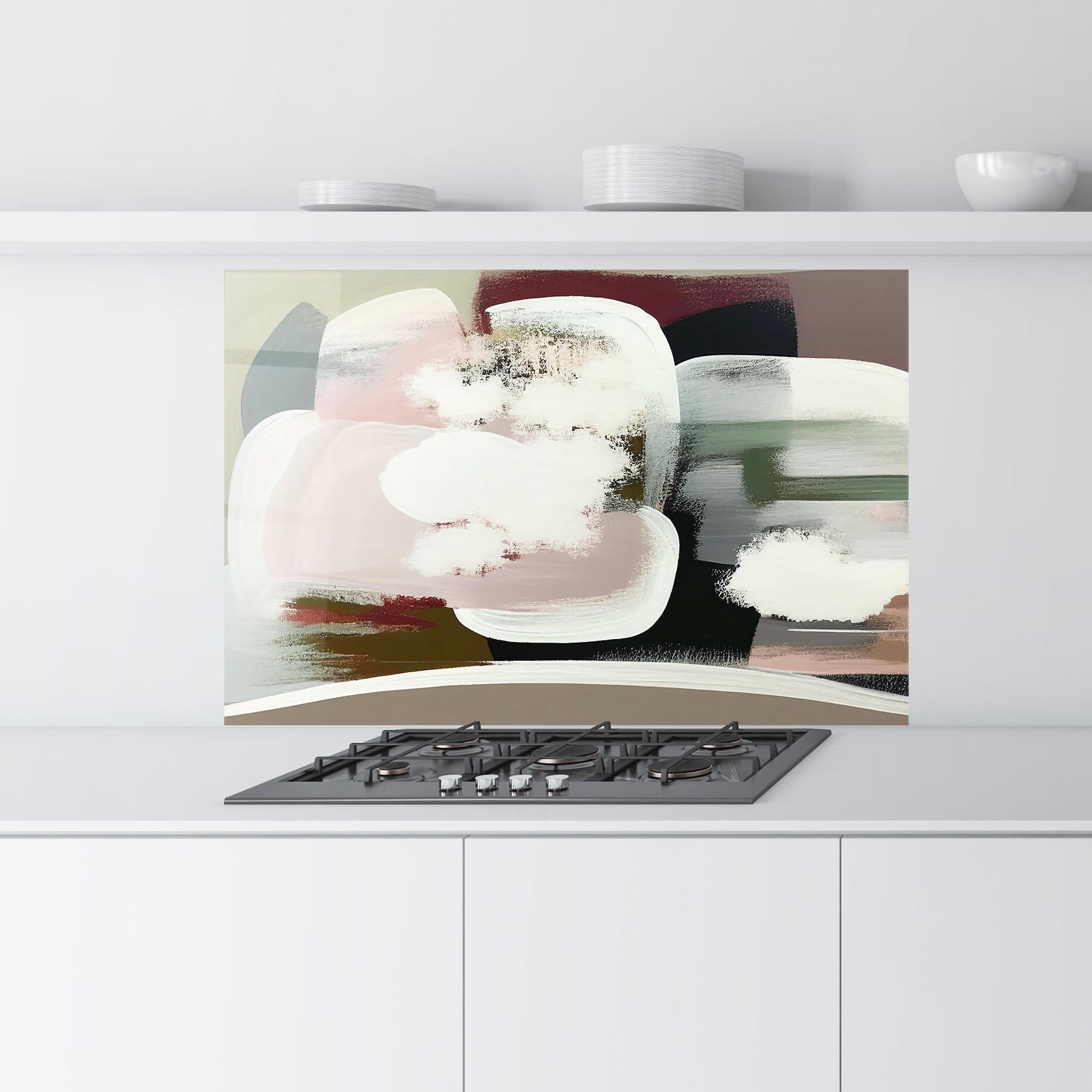 Panou Sticla Bucatarie Abstract White Clouds mockup 9