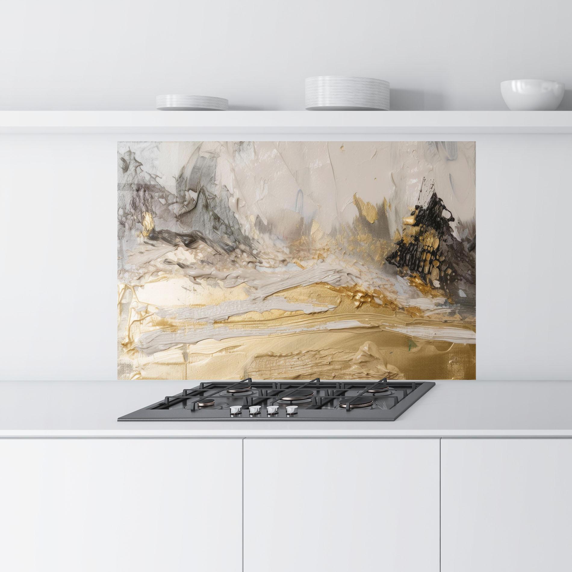 Panou Sticla Bucatarie Abstract White Waves mockup 9